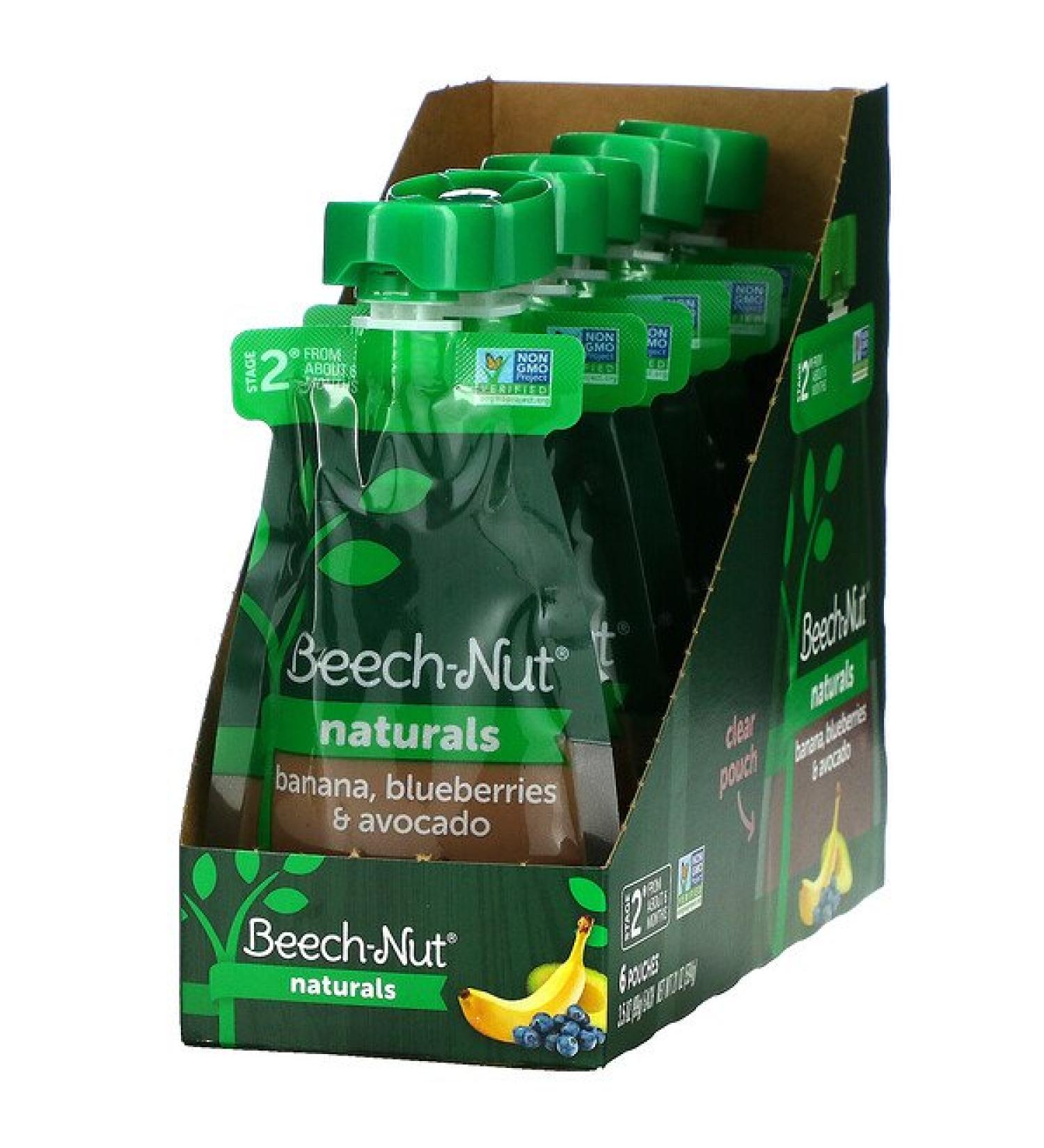 Beech-Nut Naturals Stage 2 Banana Blueberries & Avocado - 6 Pouches (3.5 oz each) - Organic Baby Food - Buy Online on GoSupps.com