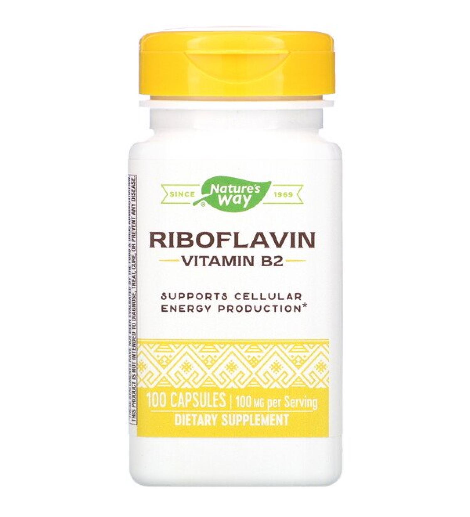 Nature's Way Riboflavin Vitamin B2 100 mg 100 Capsules