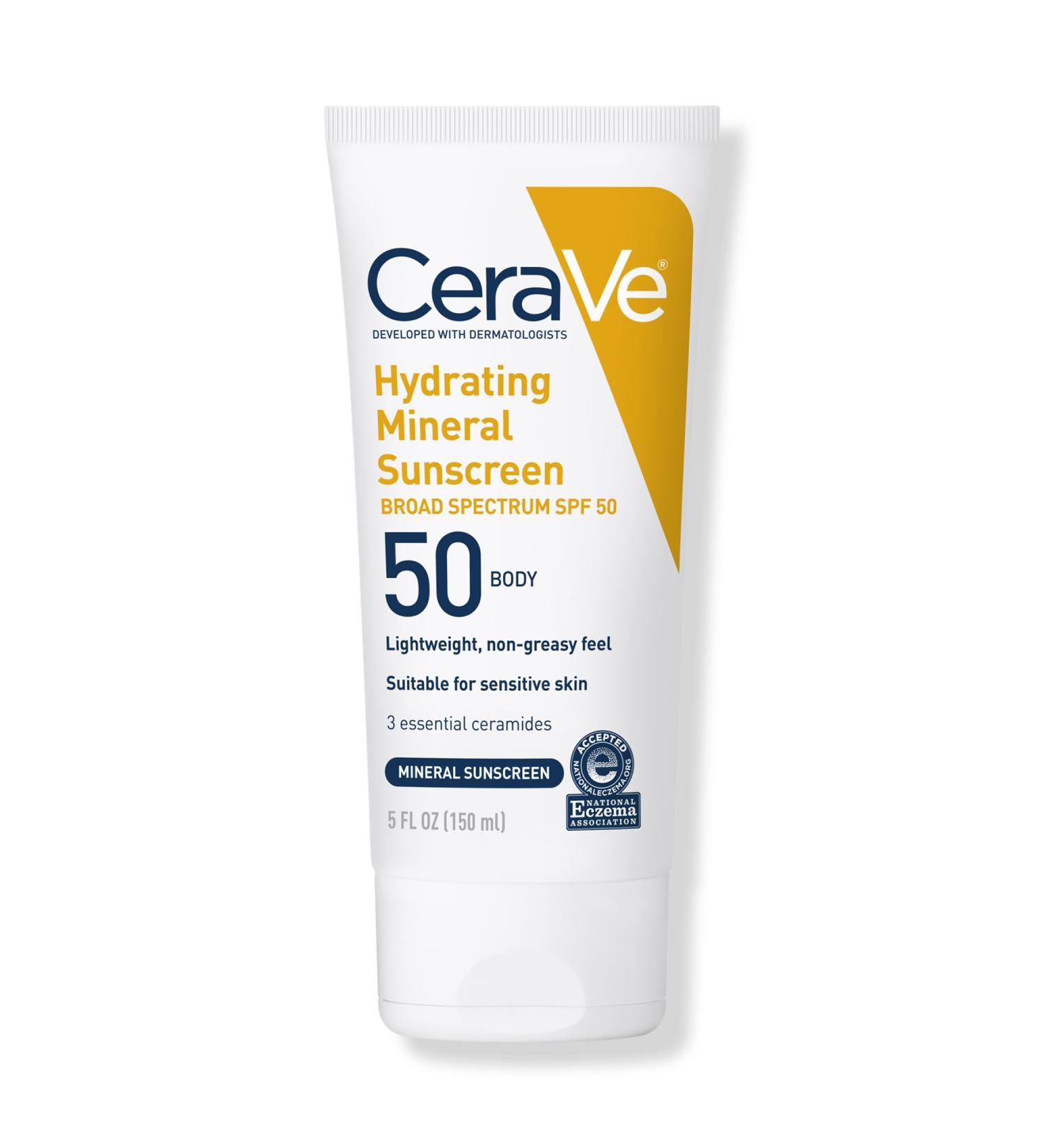 CeraVe Hydrating Mineral Sunscreen Lotion for Body SPF 50 for All Skin Types 5.0 oz - Transform Your Style with the Best Innovation Today! - Buy Online on GoSupps.com