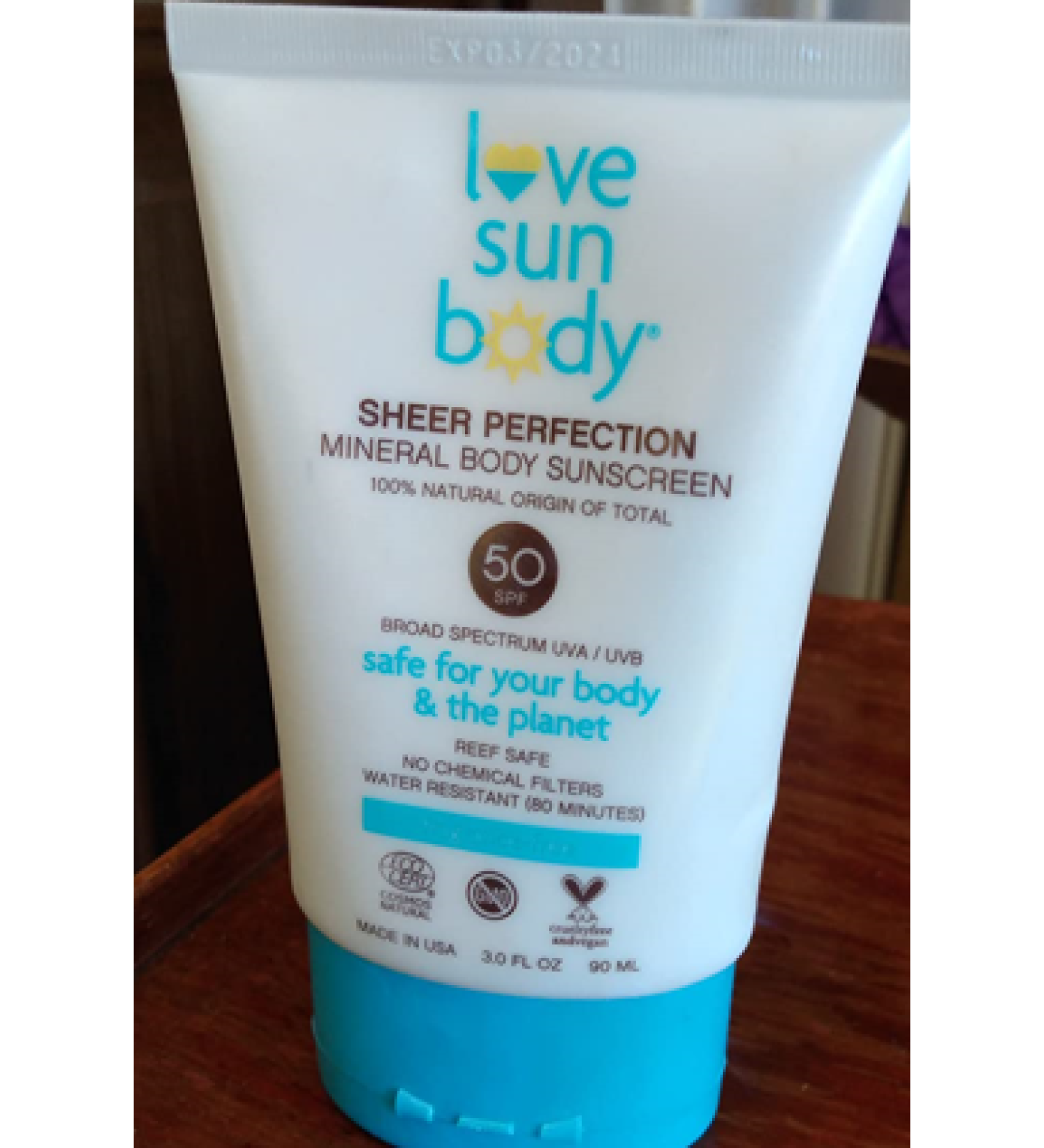 Love Sun Body Mineral Body Sunscreen SPF 50 (Fragrance Free) | 100% Natural Broad Spectrum Mineral Zinc Oxide | All-Day Protection | Baby & Child Safe | Reef Safe Skincare | 3 fl oz | EWG Verified 
