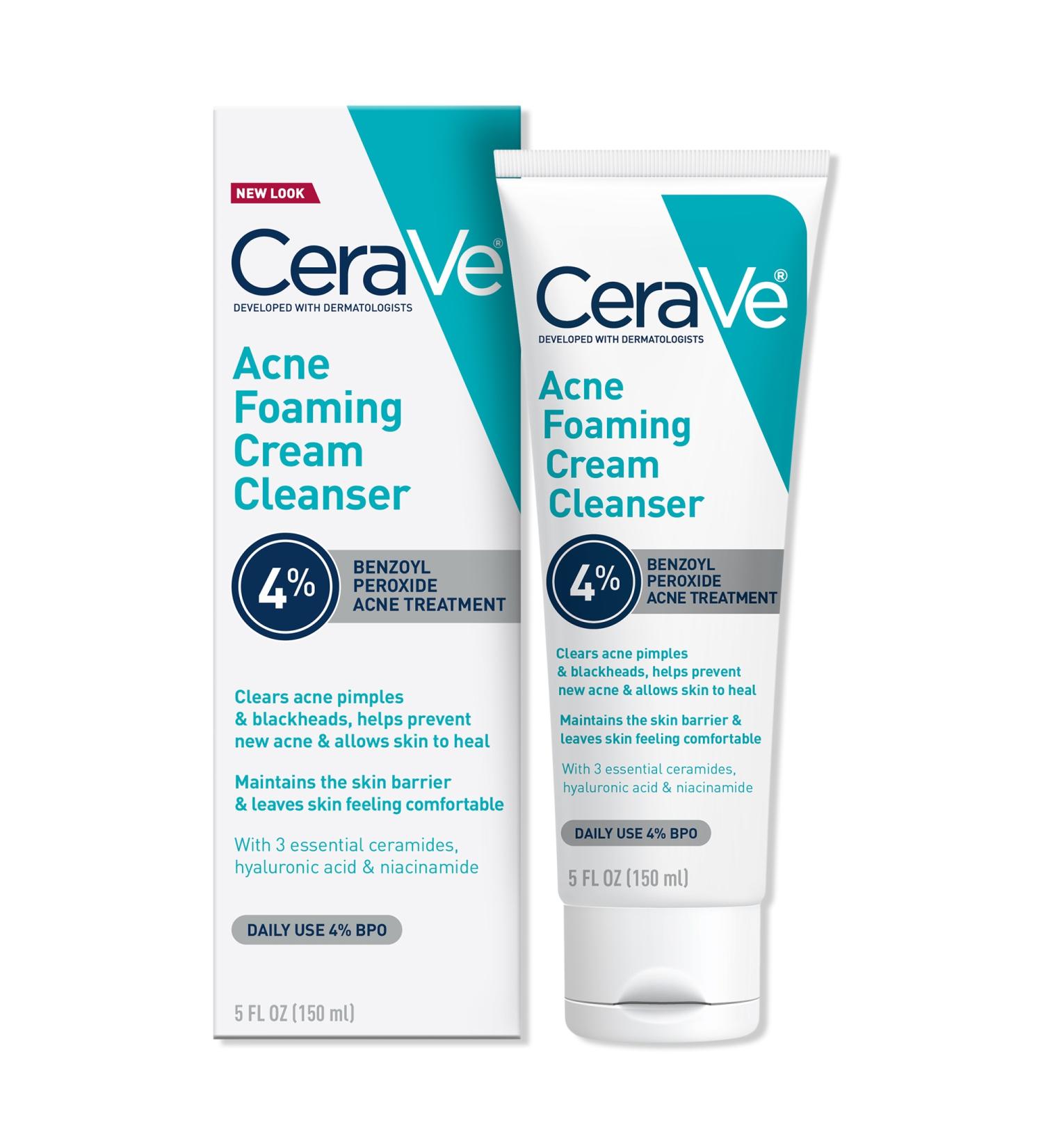 CeraVe Acne Foaming Cream Cleanser with 4% BPO for Acne Prone Skin 5.0 oz - Transform Your Style with the Best Innovation Today! - Buy Online on GoSupps.com