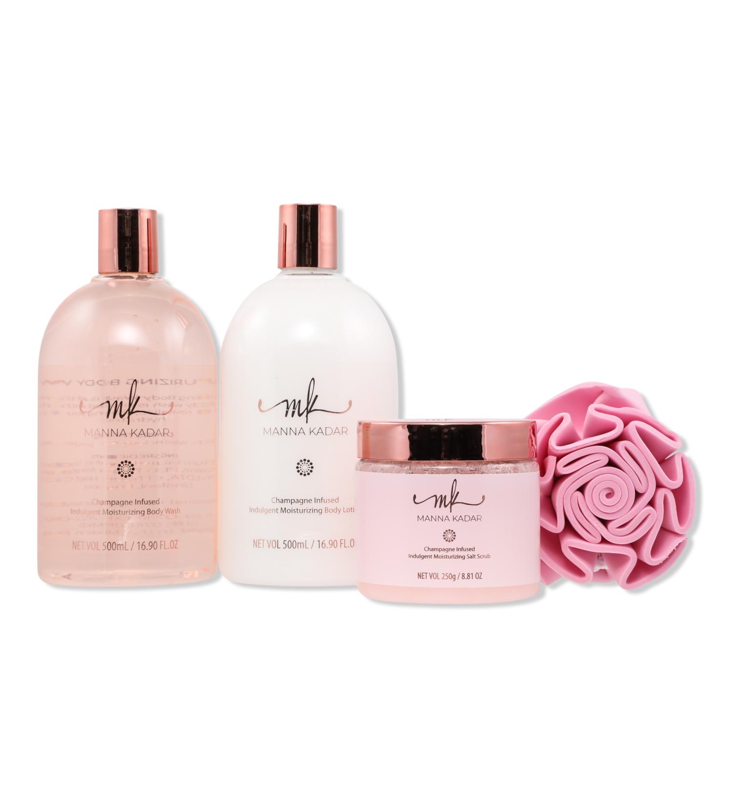Discover MANNA KADAR BEAUTY Pretty in Pink Champagne Scented 4 Piece Bath Set - Elevate Your Style Instantly! - Buy Online on GoSupps.com