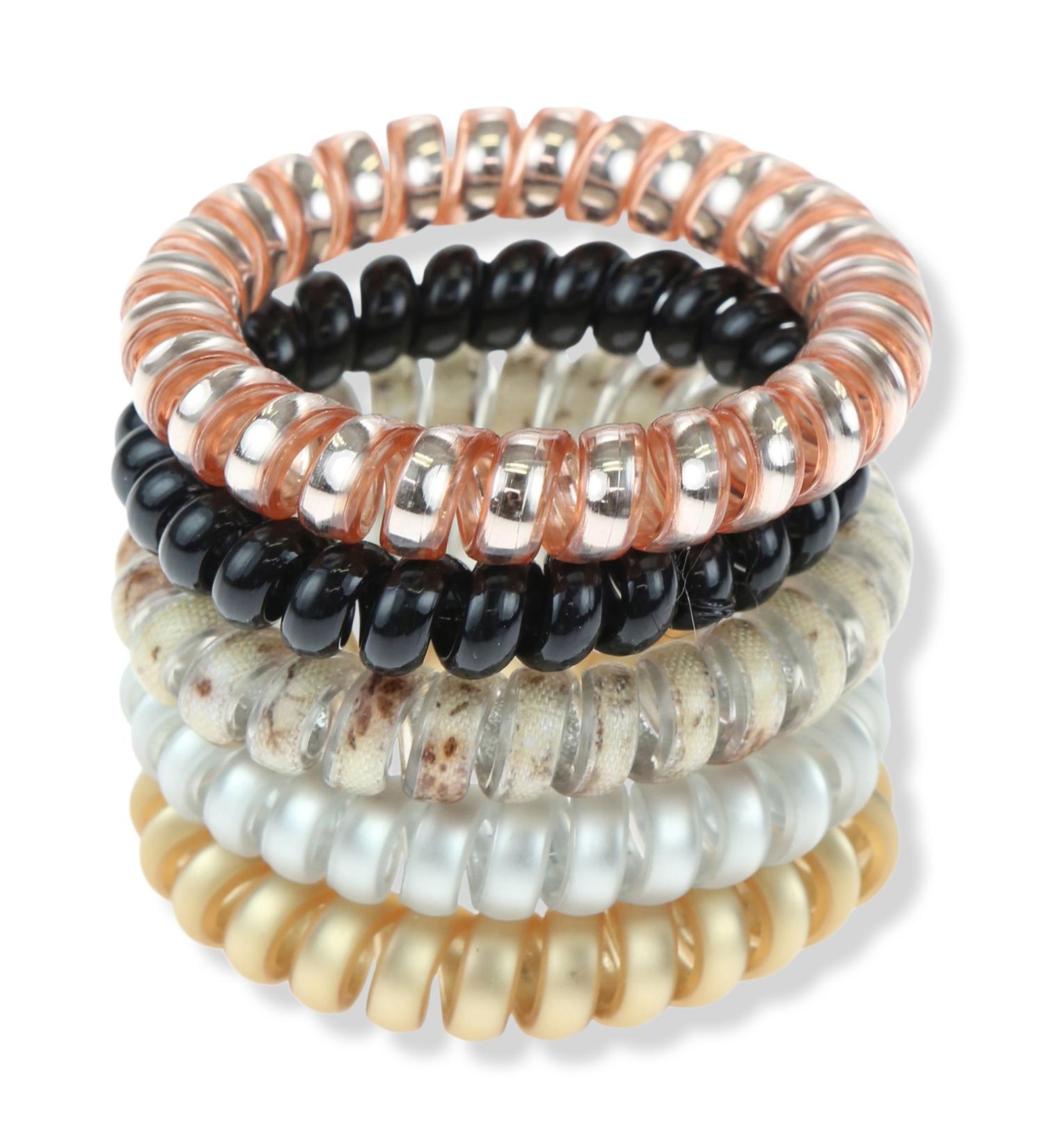 Capelli New York Floral Metallic Phone Cord Ponies 5 ct