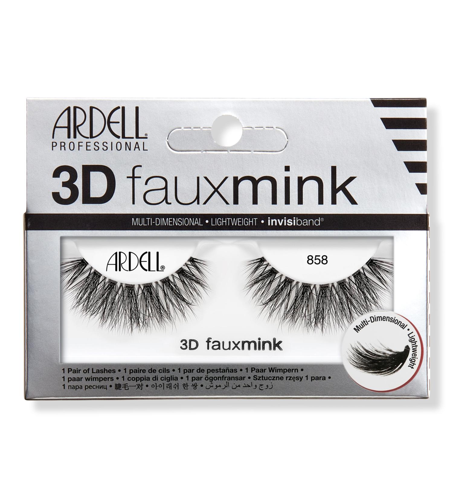 Discover Ardell 3D Faux Mink #858, Multi-dimensional False Eyelash with Invisiband - Elevate Your Style Instantly! - Buy Online on GoSupps.com