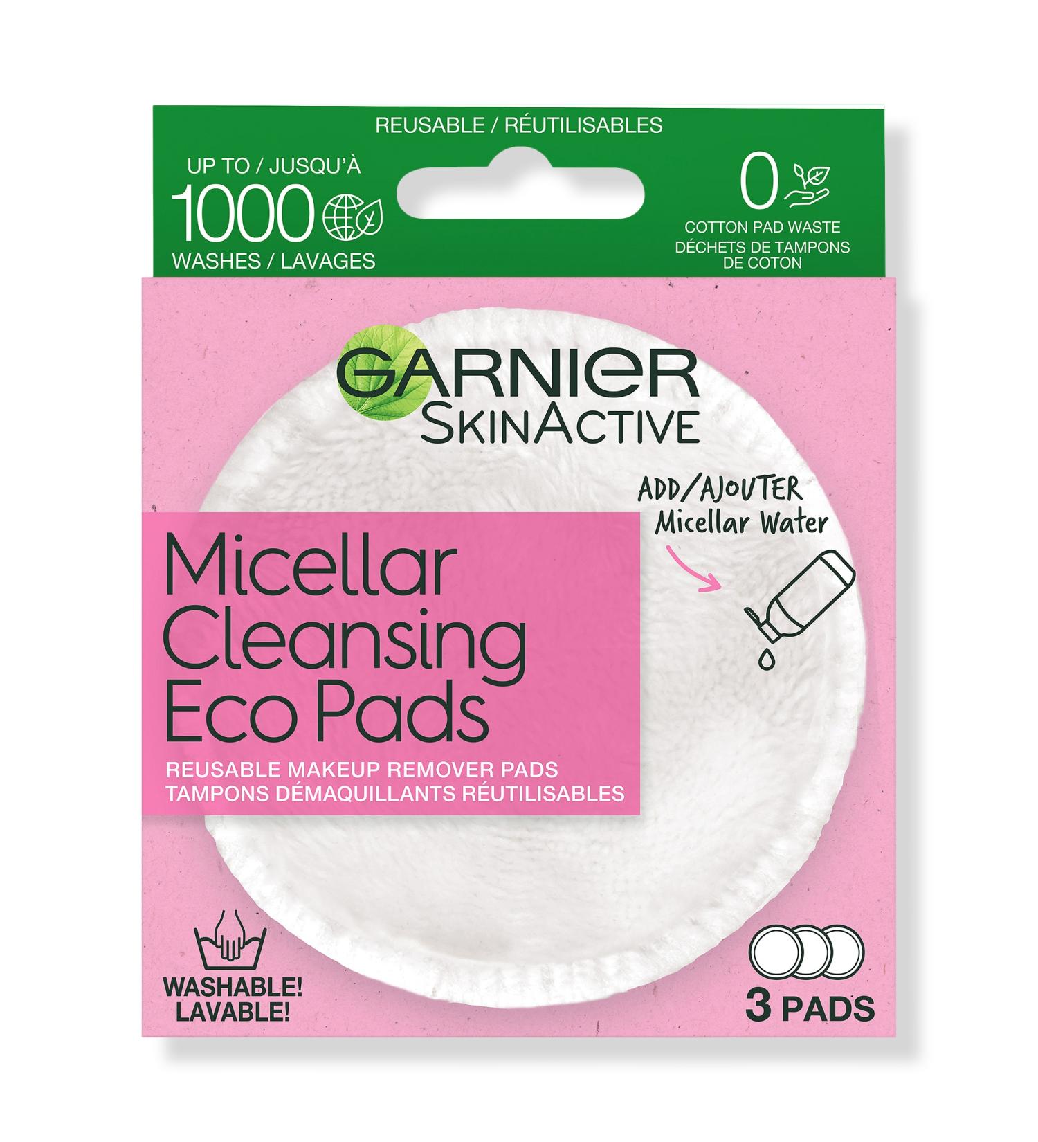 Garnier SkinActive Micellar Cleansing Eco Pads, Reusable, 3 Pack 3 ct