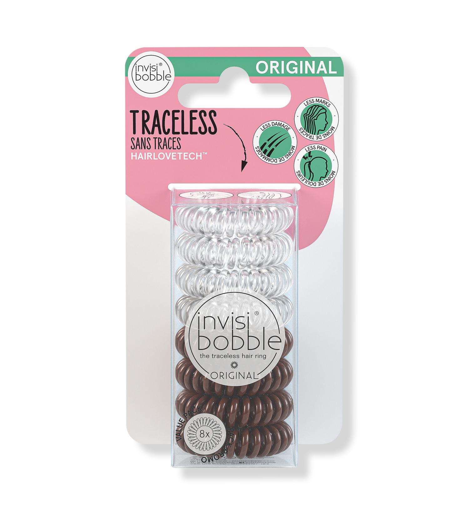 Invisibobble ORIGINAL MultiPack - Crystal Clear & Pretzel Brown 8 ct - Discover Premium Quality Shop now! - Buy Online on GoSupps.com