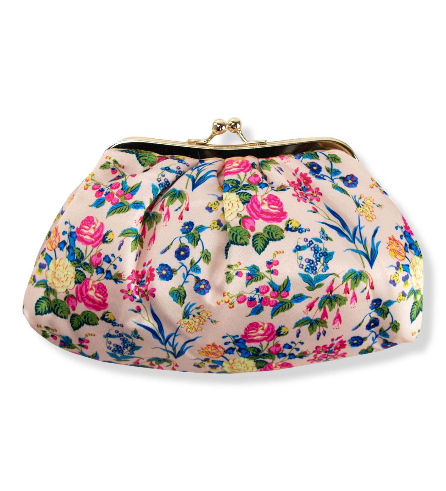 The Vintage Cosmetic Company Pink Floral Satin Cosmetic Bag 1 ct