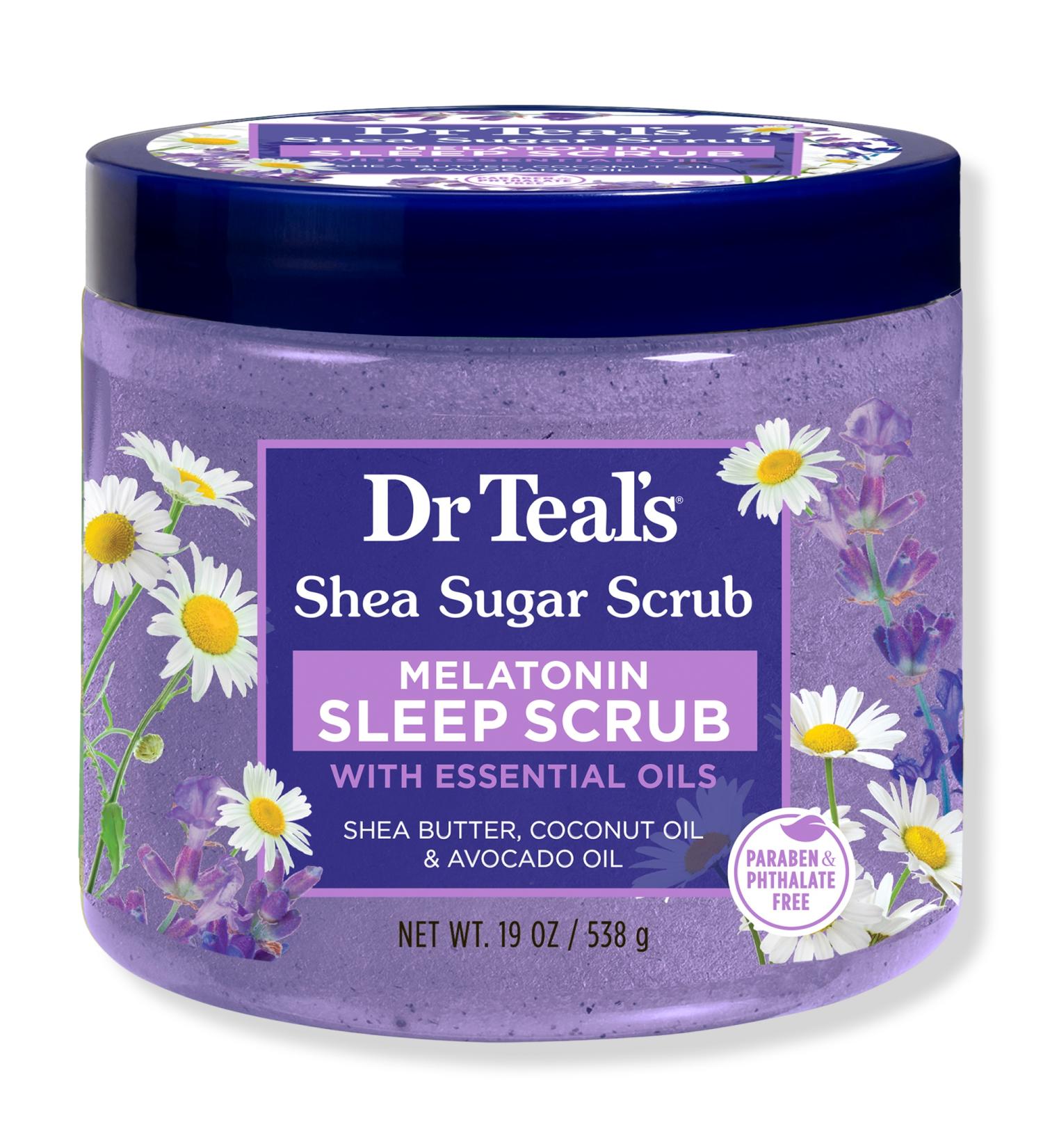 Discover Dr Teal's Shea Sugar Body Scrub with Melatonin, Lavender and Chamomile Essential Oils 19 oz - Elevate Your Style Instantly! - Buy Online on GoSupps.com