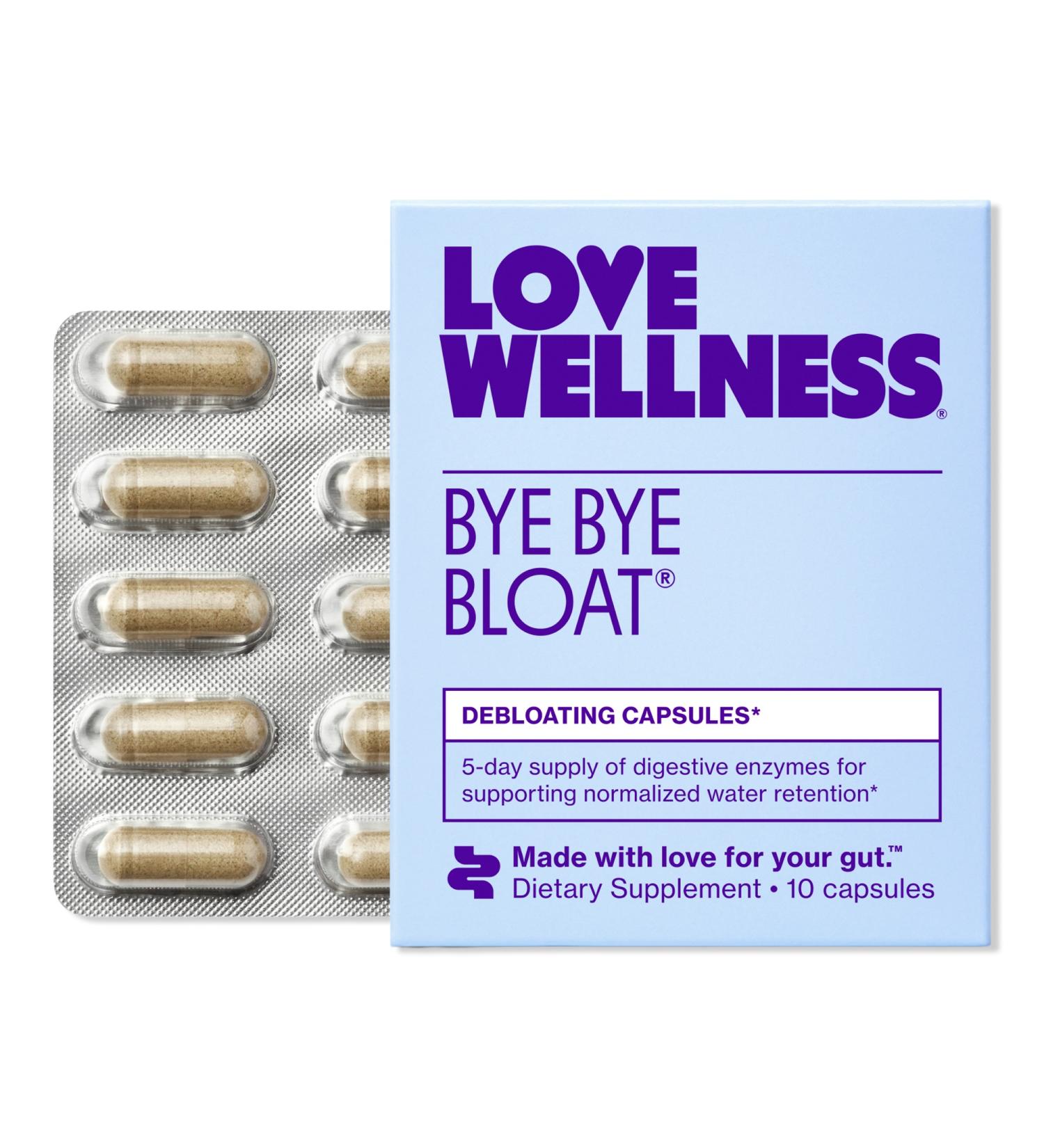Discover Love Wellness Travel Size Bye Bye Bloat: Debloating Capsules 10 ct ct - Elevate Your Style Instantly! - Buy Online on GoSupps.com