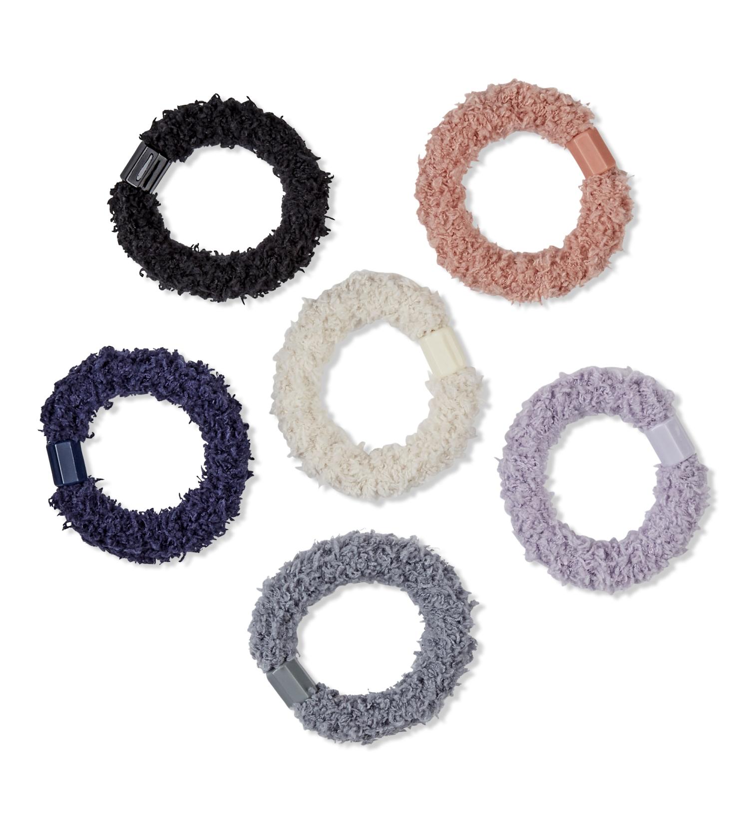Scünci Prep Beaded Furry Ponytailers 6 ct