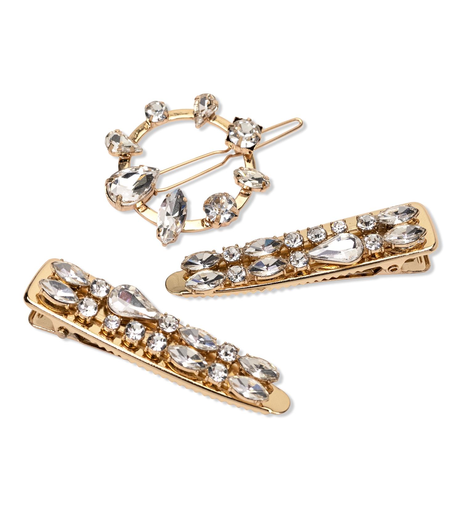 Scünci Elite Salon Clip & Oval Rhinestone Barrette Combo 3 ct