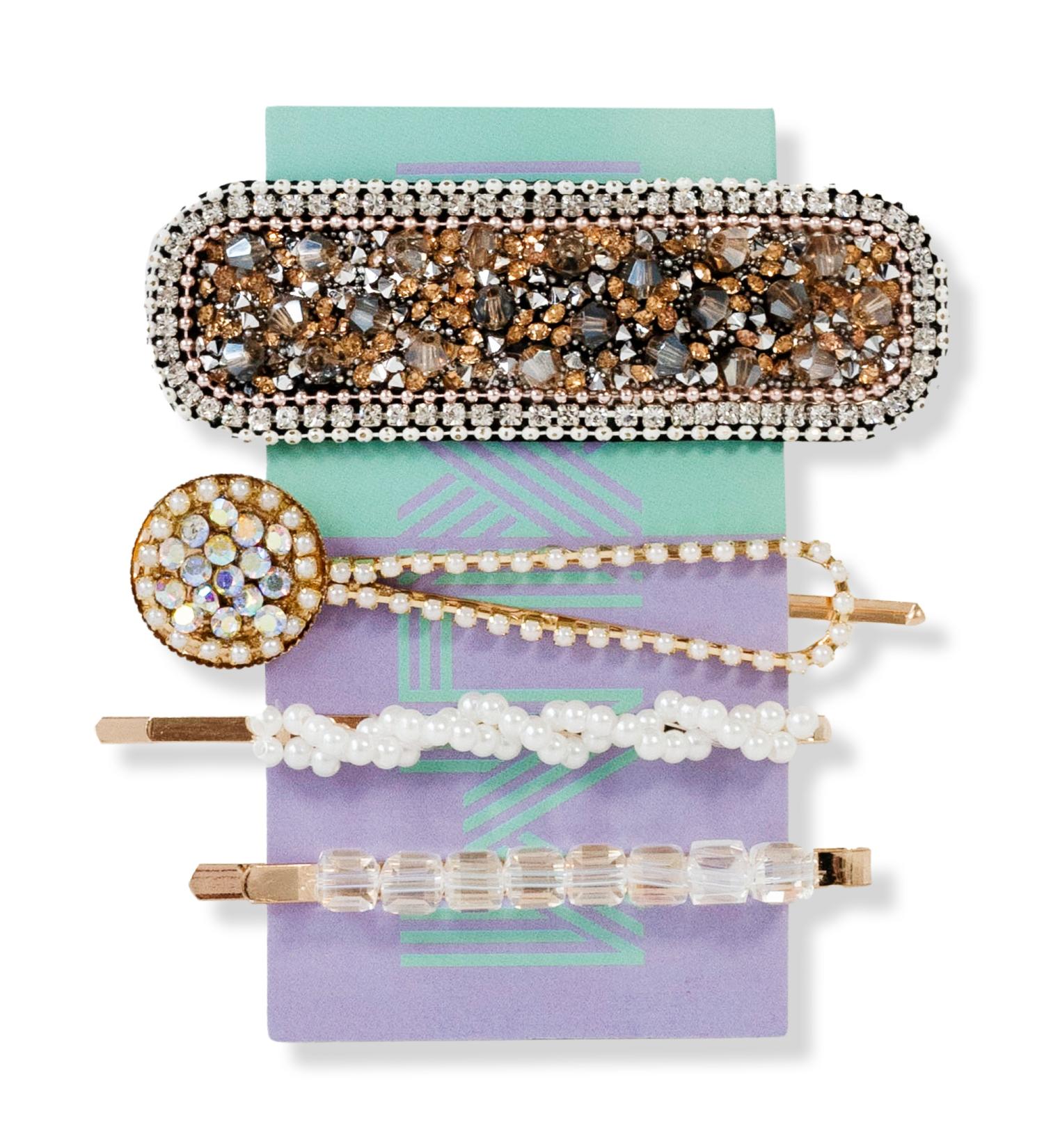Locks & Mane 'The Piper' Pave Stone Barrette Set