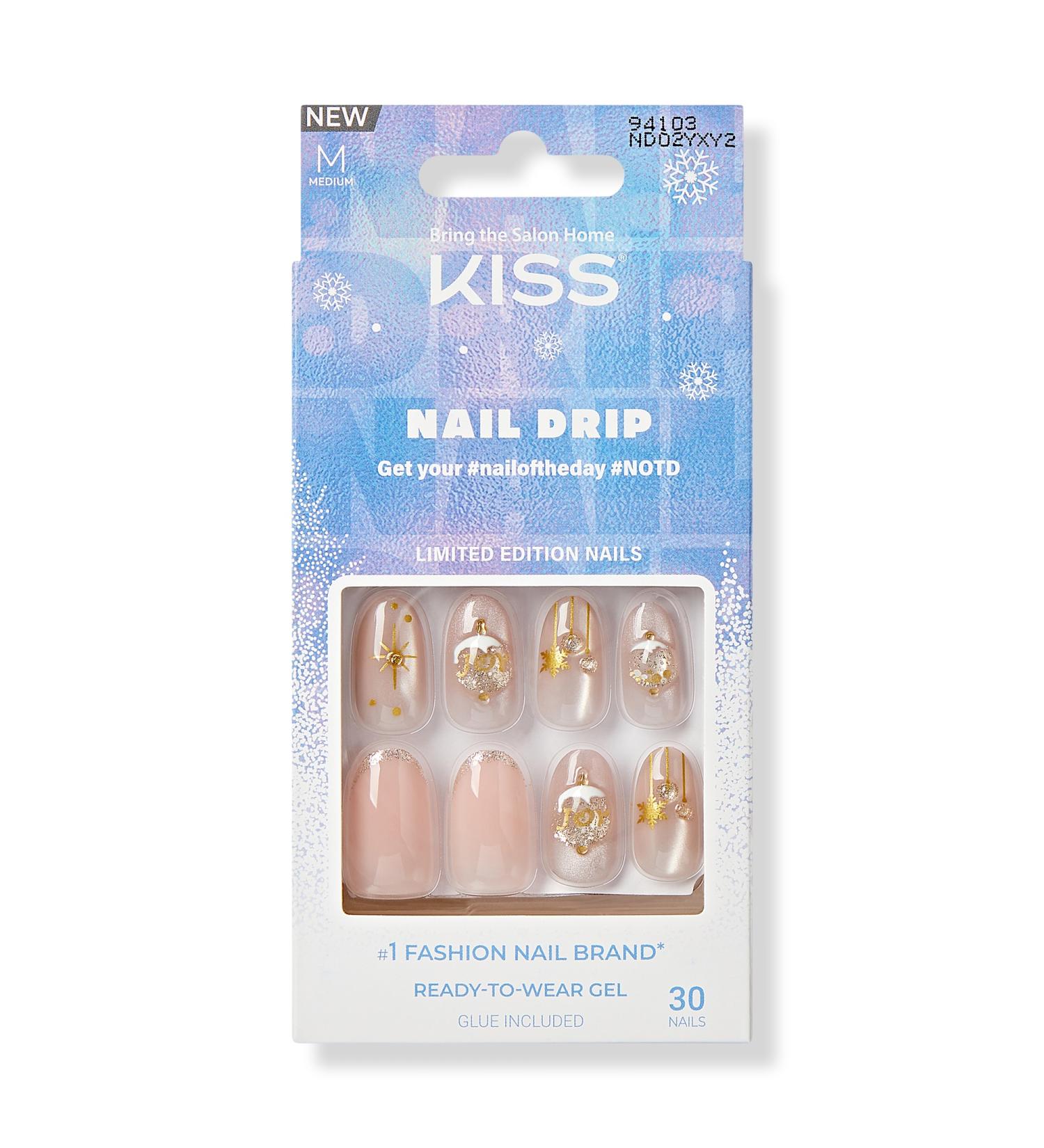 Discover Kiss 24 Hours Nail Drip Holiday Press-On Nails with Glue 30 ct - Elevate Your Style Instantly! - Buy Online on GoSupps.com