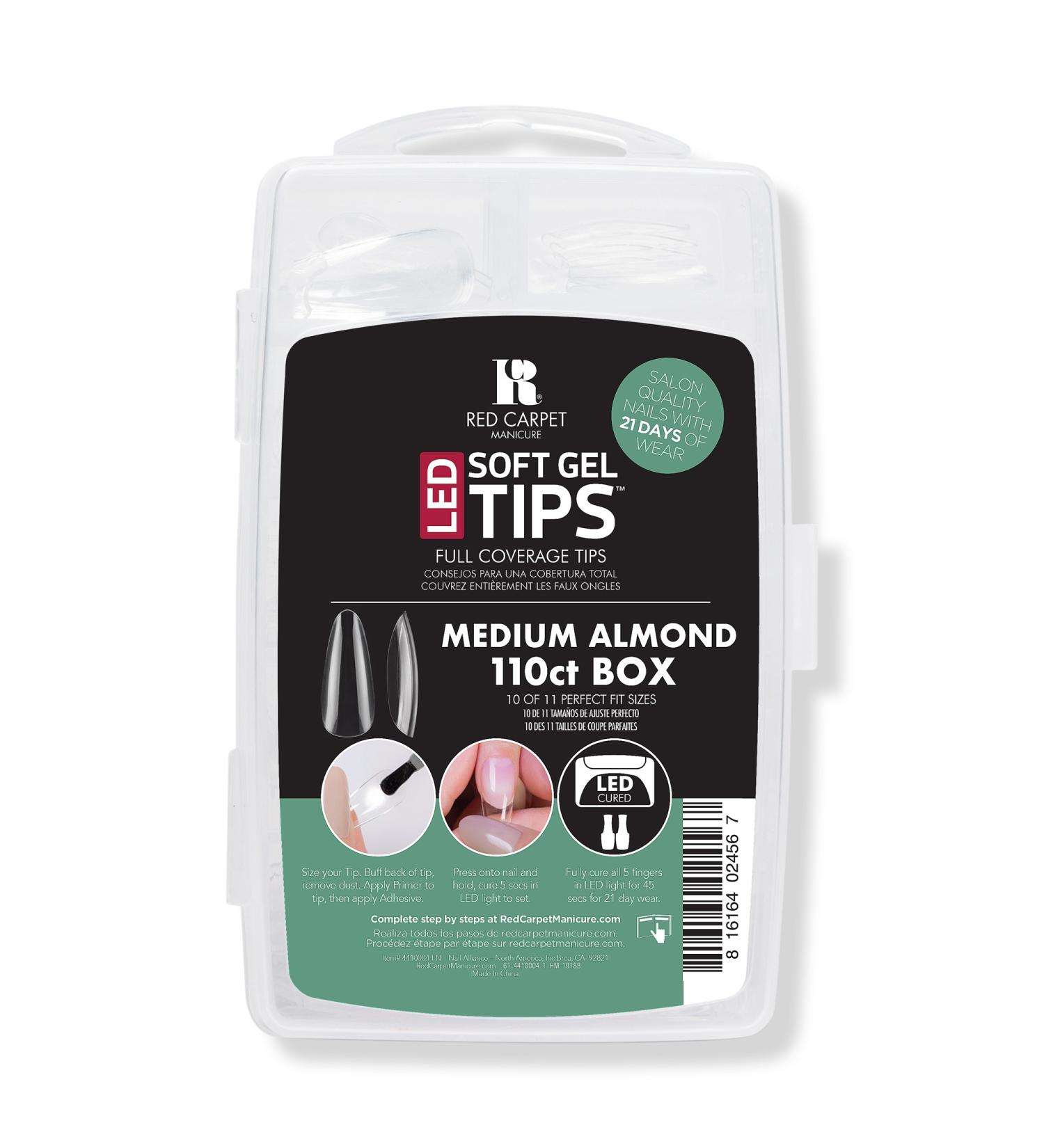 Red Carpet Manicure LED Soft Gel Medium Almond Nail Tips 110 ct