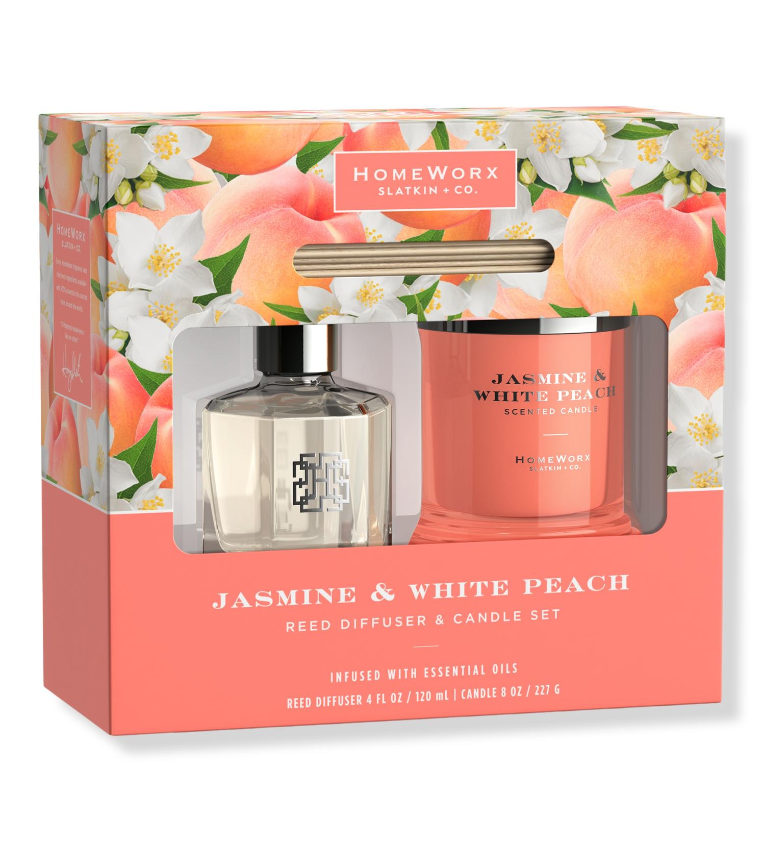 HomeWorx Jasmine & White Peach Candle and Reed Stick Diffuser Gift Set - Transform Your Style with the Best Innovation Today! - Buy Online on GoSupps.com