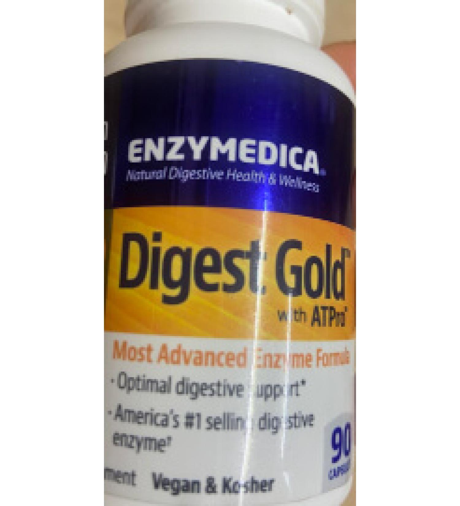 Digest Gold + ATPro, Maximum Strength Enzyme Formula, Prevents Bloating and Gas, 14 Key Enzymes Including Amylase, Protease, Lipase and Lactase, 90 Capsules (FFP) 90 Count (Pack of 1) Frustration-Free Packaging