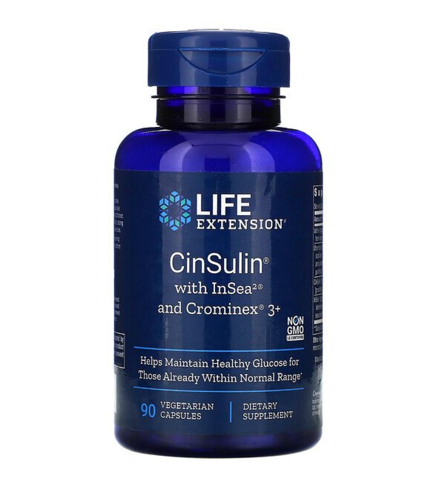 Life Extension CinSulin with InSea2 and Crominex 3+ 90 Vegetarian Capsules