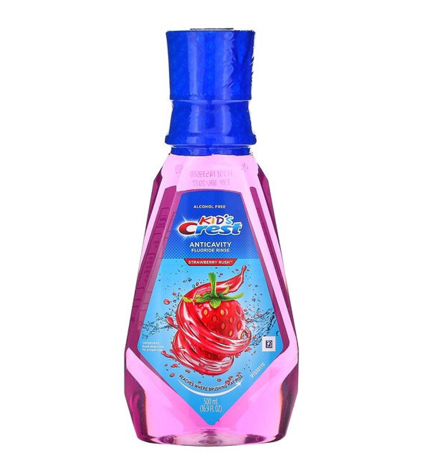 Crest Kids Anticavity Fluoride Rinse Alcohol Free Strawberry Rush 16.9 fl oz (500 ml)
