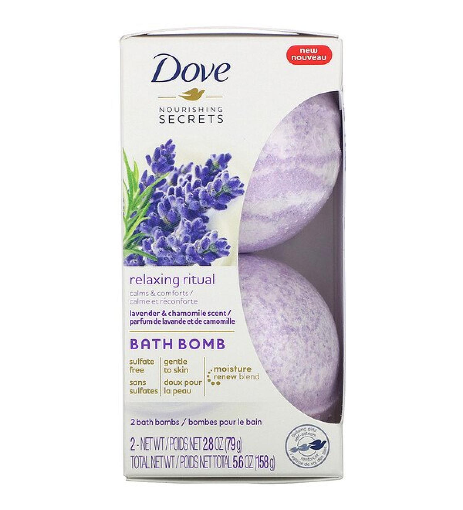 Dove Nourishing Secrets Bath Bombs Lavender and Chamomile Scent 2 Bath Bombs 2.8 oz (79 g) Each