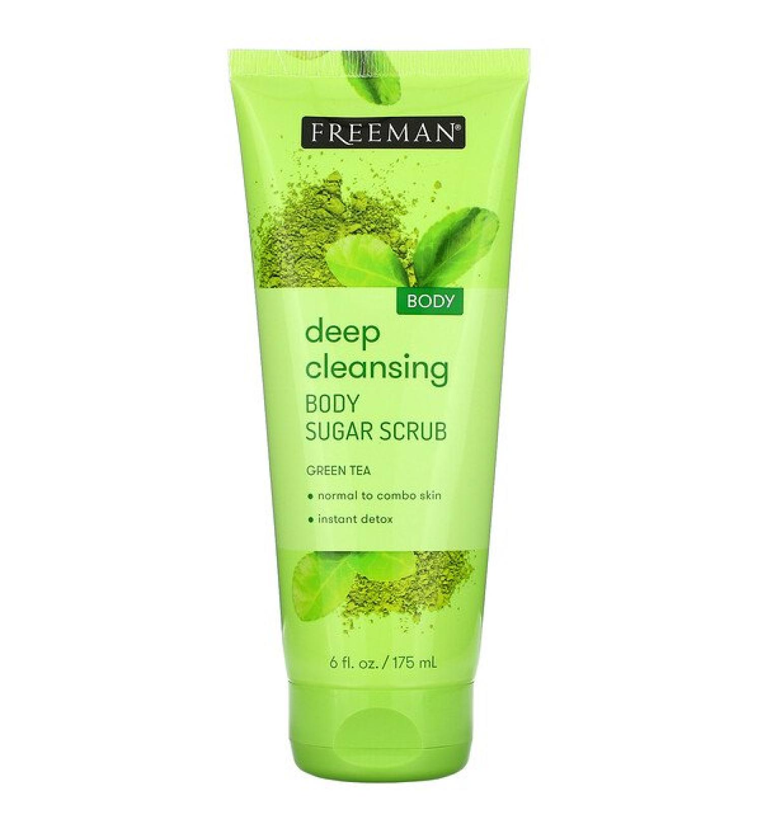Freeman Beauty Deep Cleansing Body Sugar Scrub Green Tea 6 fl oz (175 ml)