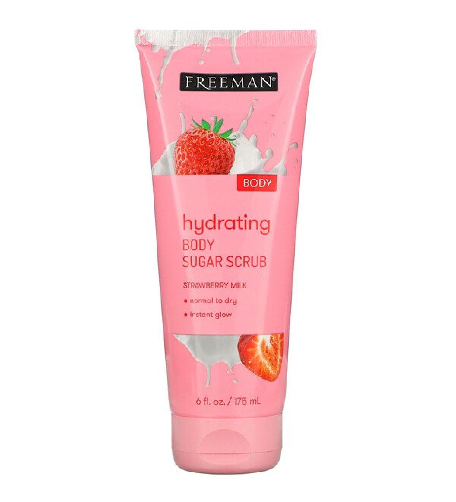 Freeman Beauty Hydrating Body Sugar Scrub Strawberry Milk 6 fl oz (175 ml)