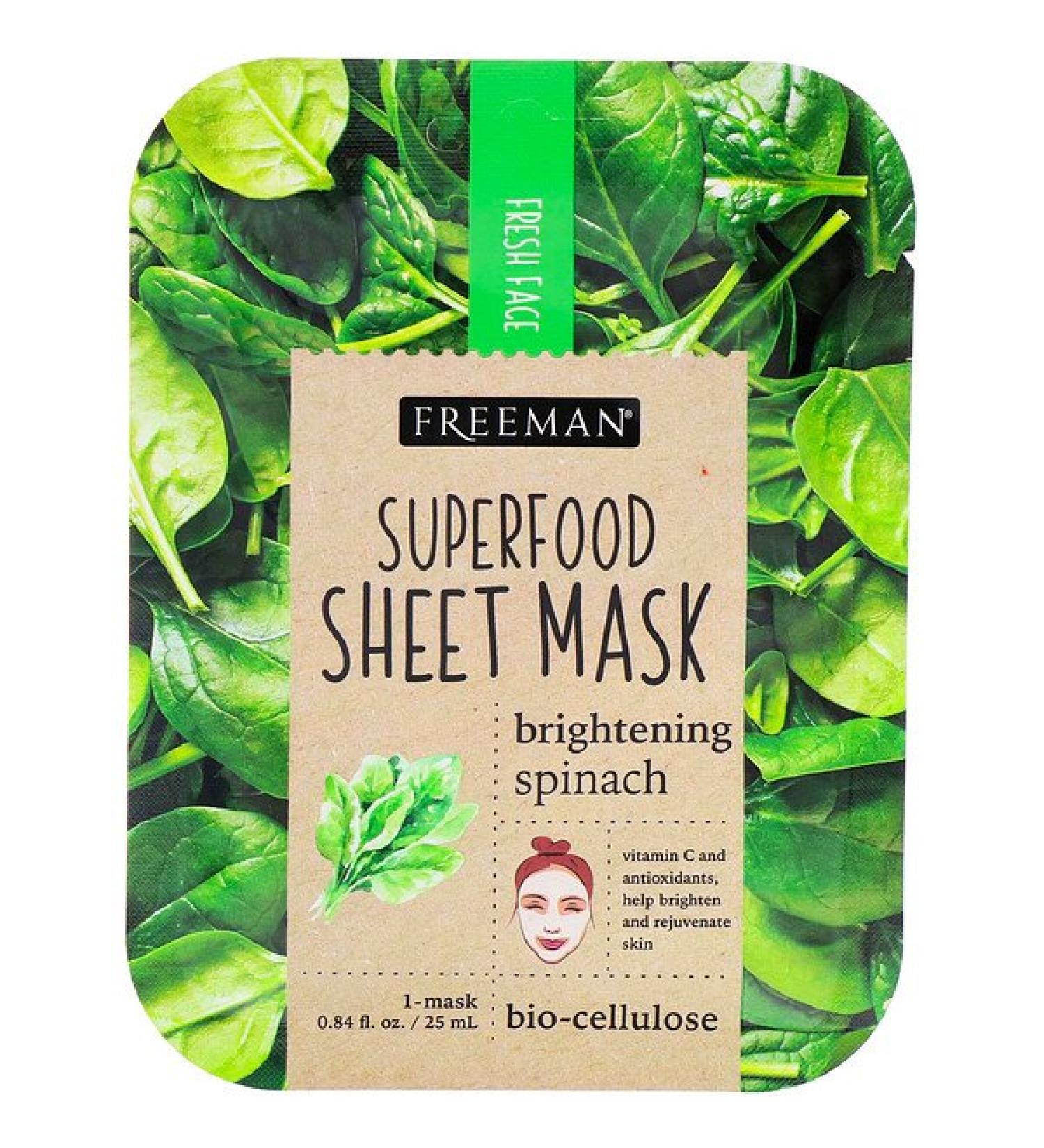 Freeman Beauty Superfood Beauty Sheet Mask Brightening Spinach 1 Mask
