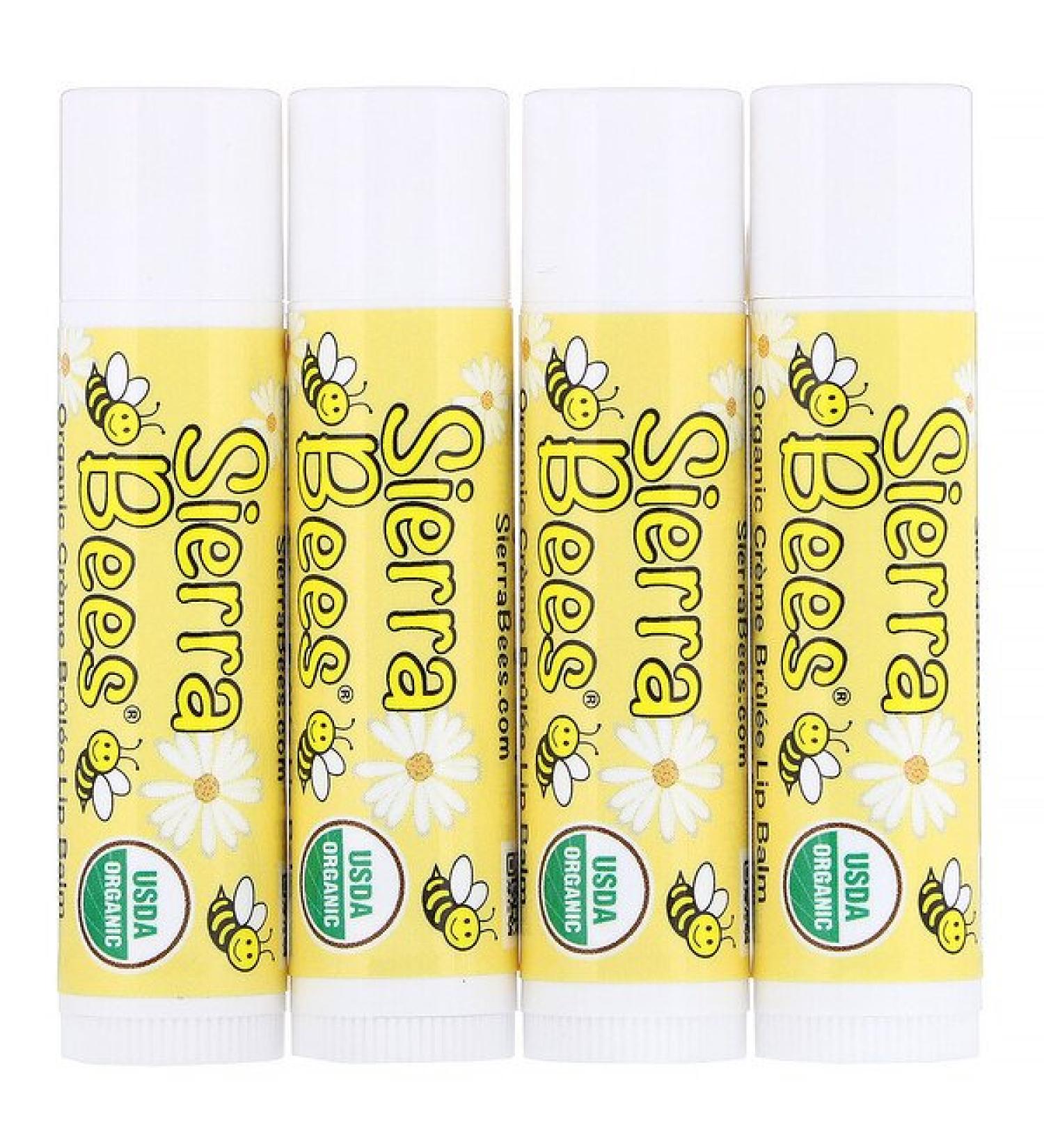 Sierra Bees Organic Lip Balm 4 Pack - Creme Brulee (0.15 oz Each) - Natural Moisturizer - Buy Online on GoSupps.com