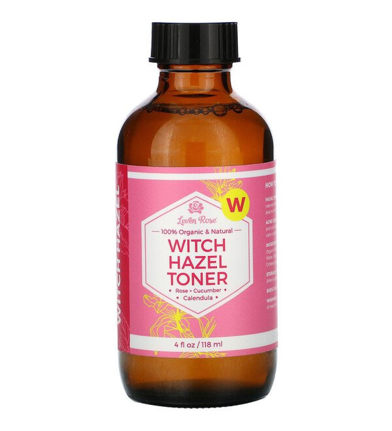 Leven Rose 100% Organic & Natural Witch Hazel Toner 4 fl oz (118 ml)