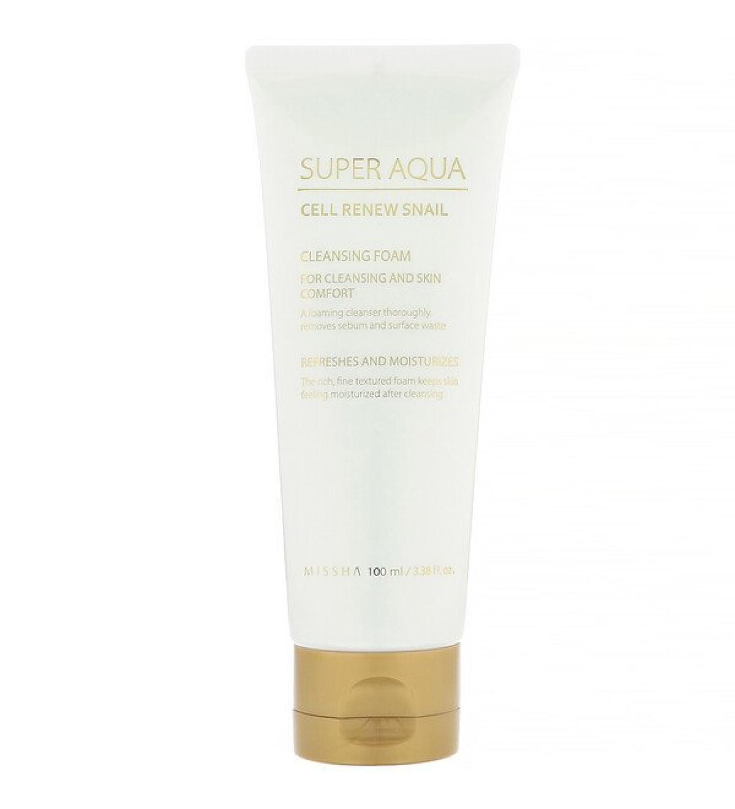 Missha Super Aqua Cell Renew Snail Cleansing Foam 3.38 fl oz (100 ml)