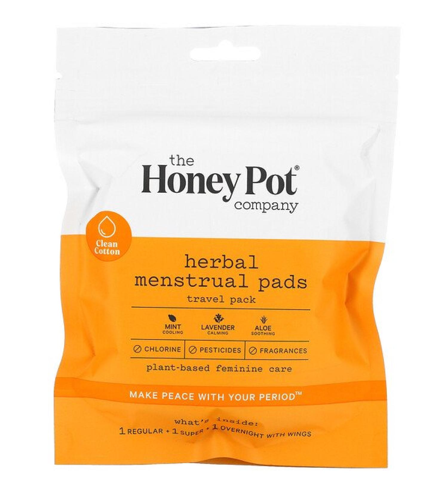 The Honey Pot Company Herbal Menstrual Pads Travel Pack 3 Count