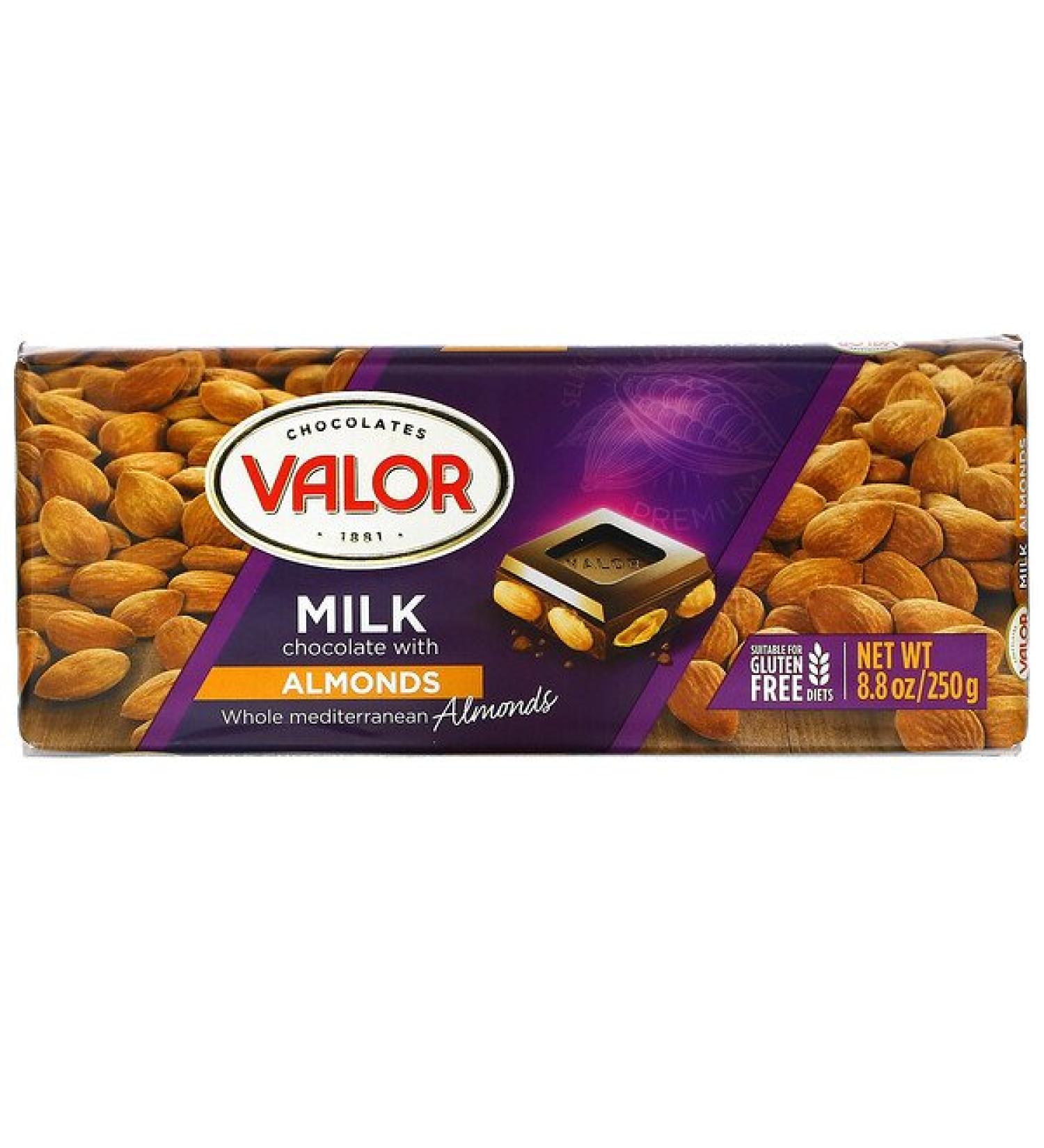 Valor Milk Chocolate with Almonds 8.8 oz (250 g)