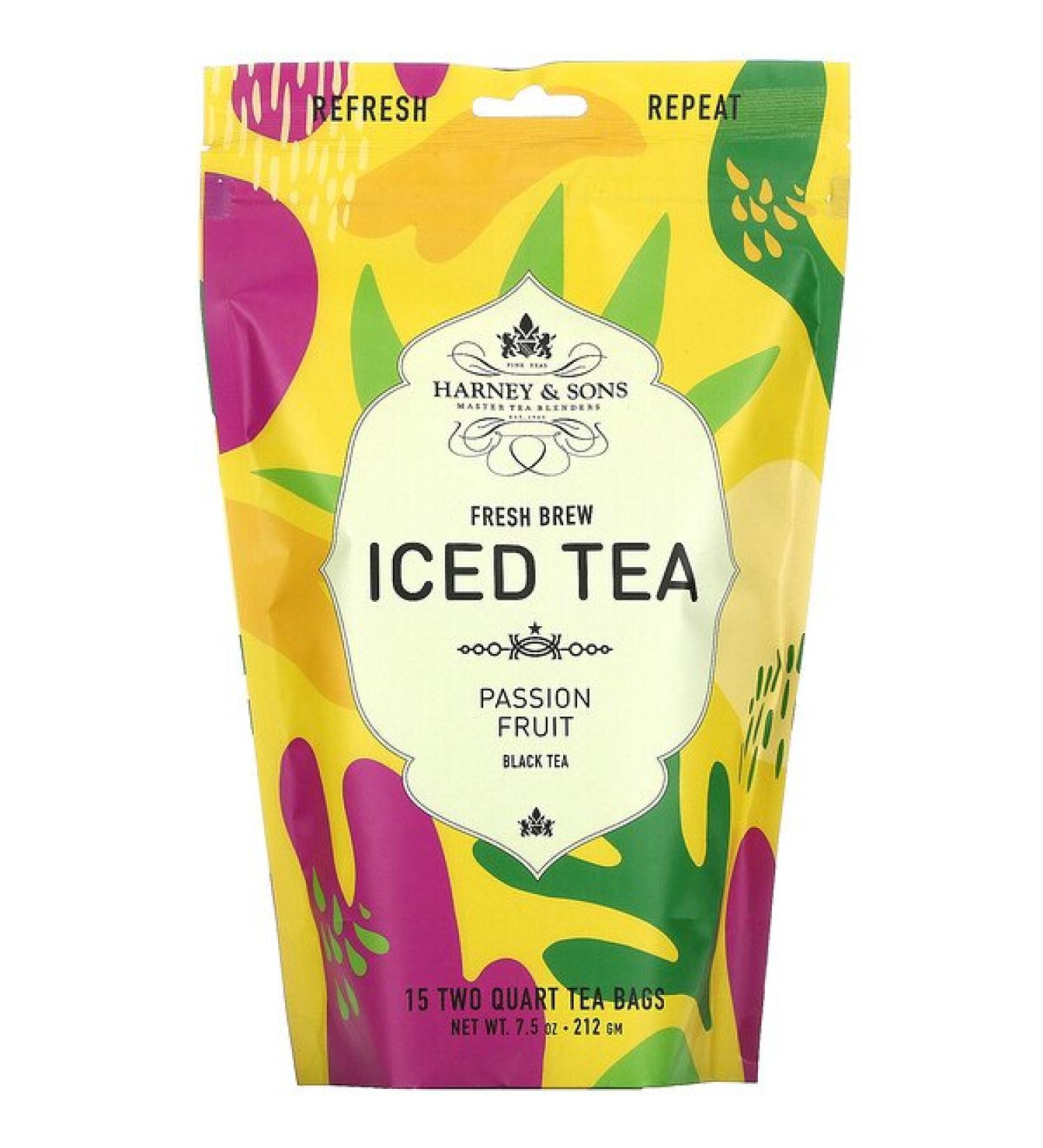Harney & Sons Fresh Brew Iced Tea Passion Fruit Black Tea 15 Tea Bags 7.5 oz (212 g)