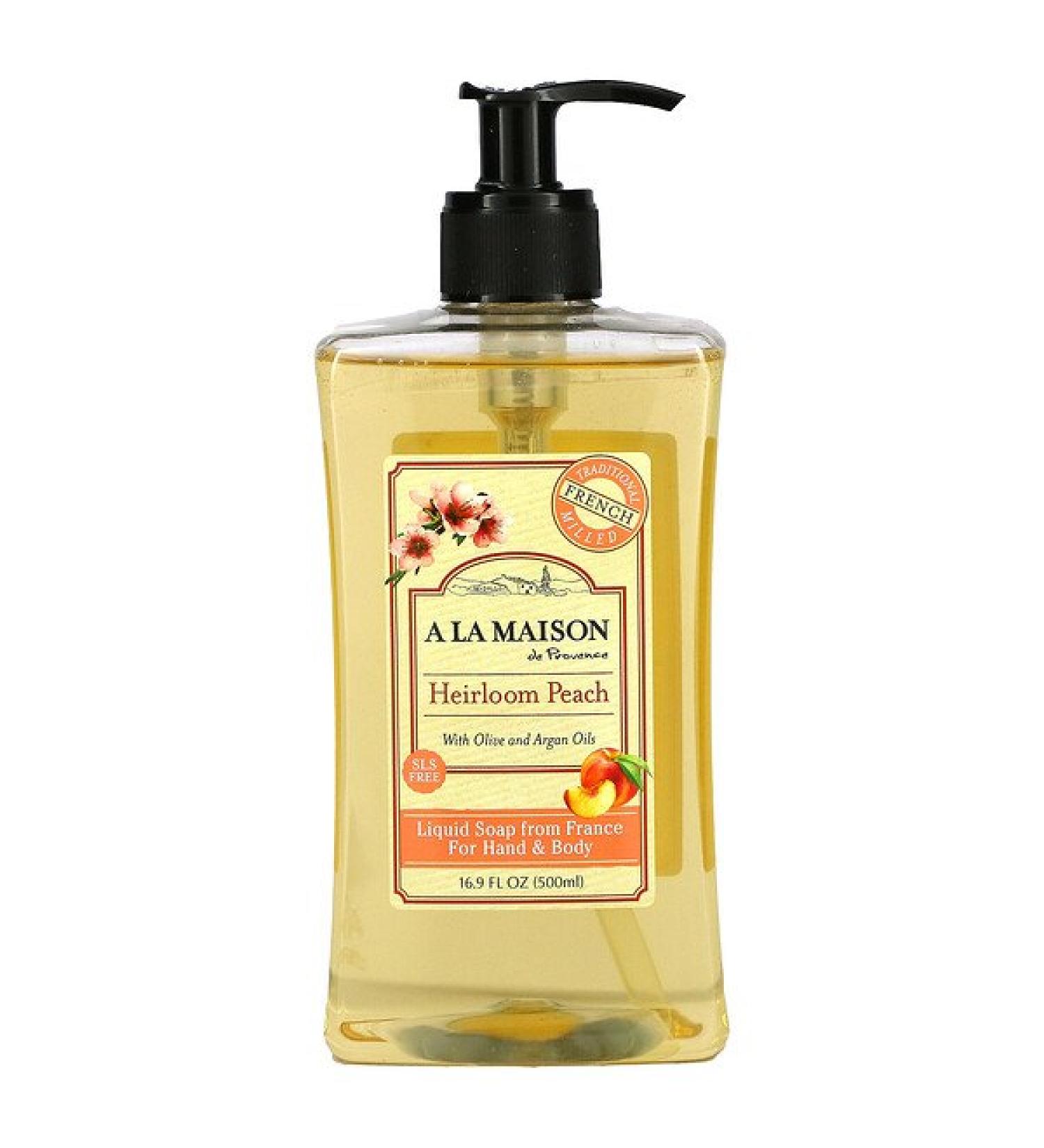 A La Maison de Provence Liquid Soap For Hand & Body Heirloom Peach 16.9 fl oz (500 ml)
