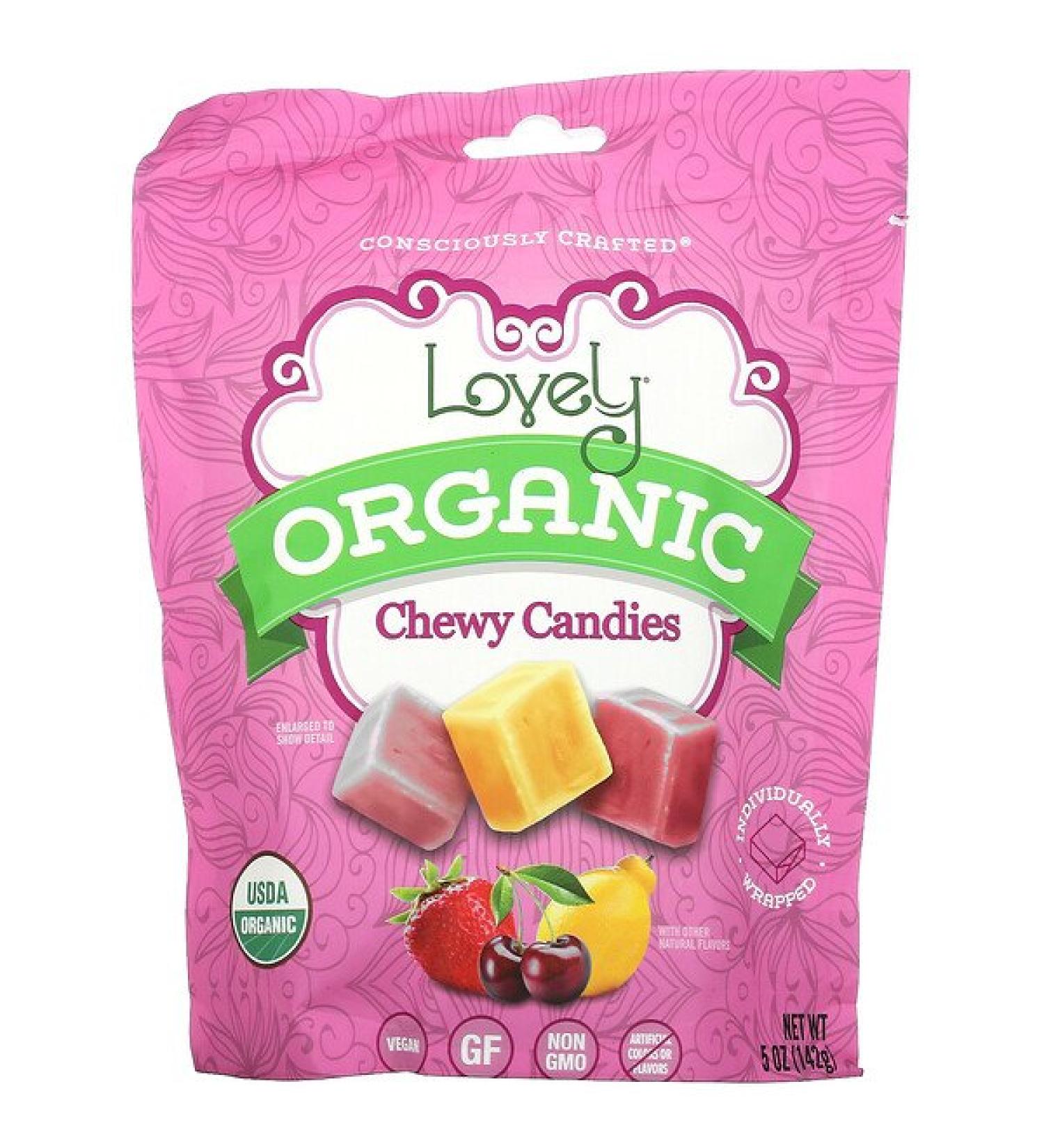 Lovely Candy Organic Chewy Candies Assorted Fruit 5 oz (142 g)