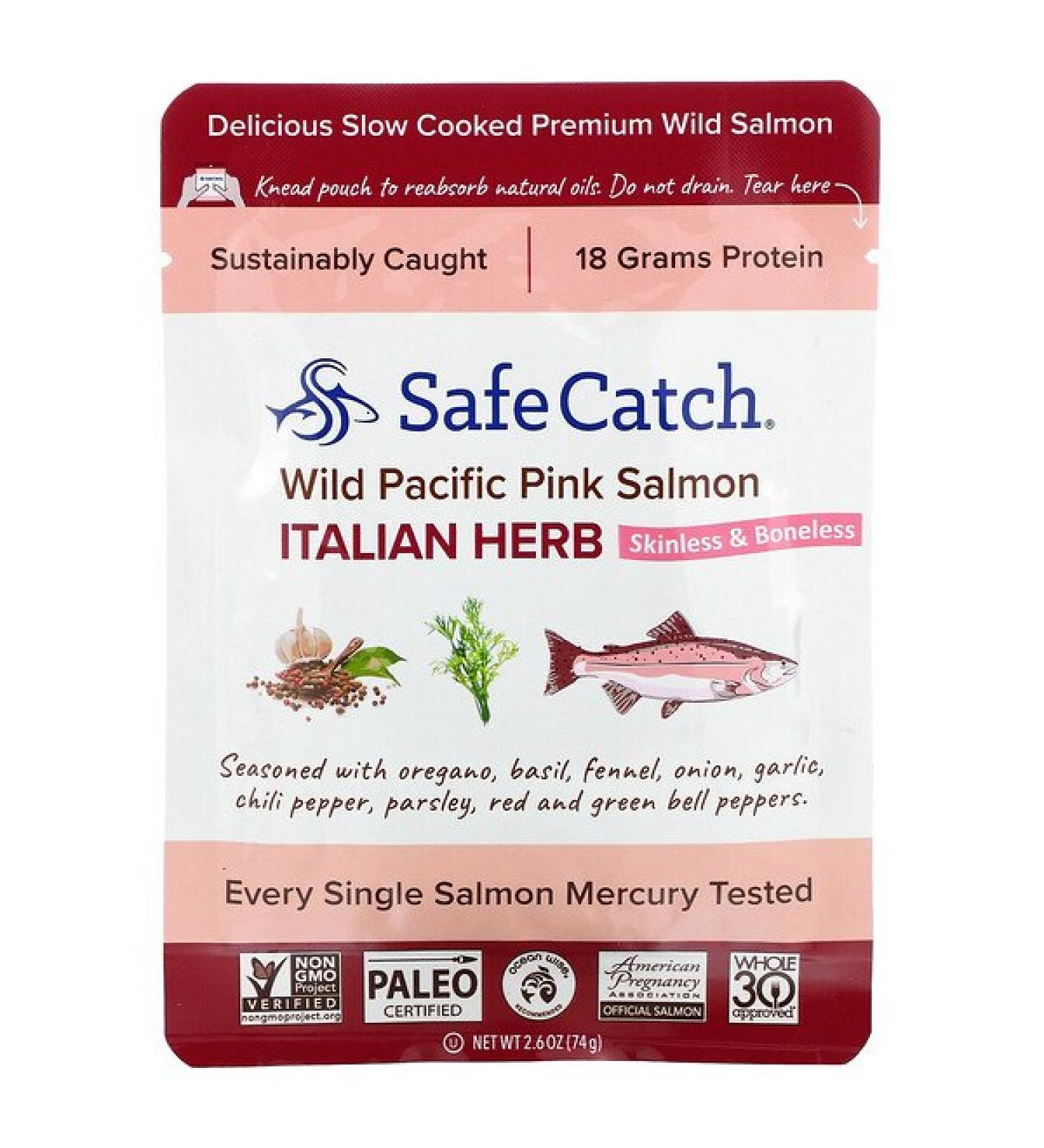 Safe Catch Wild Pacific Pink Salmon Italian Herb 2.6 oz (74 g)