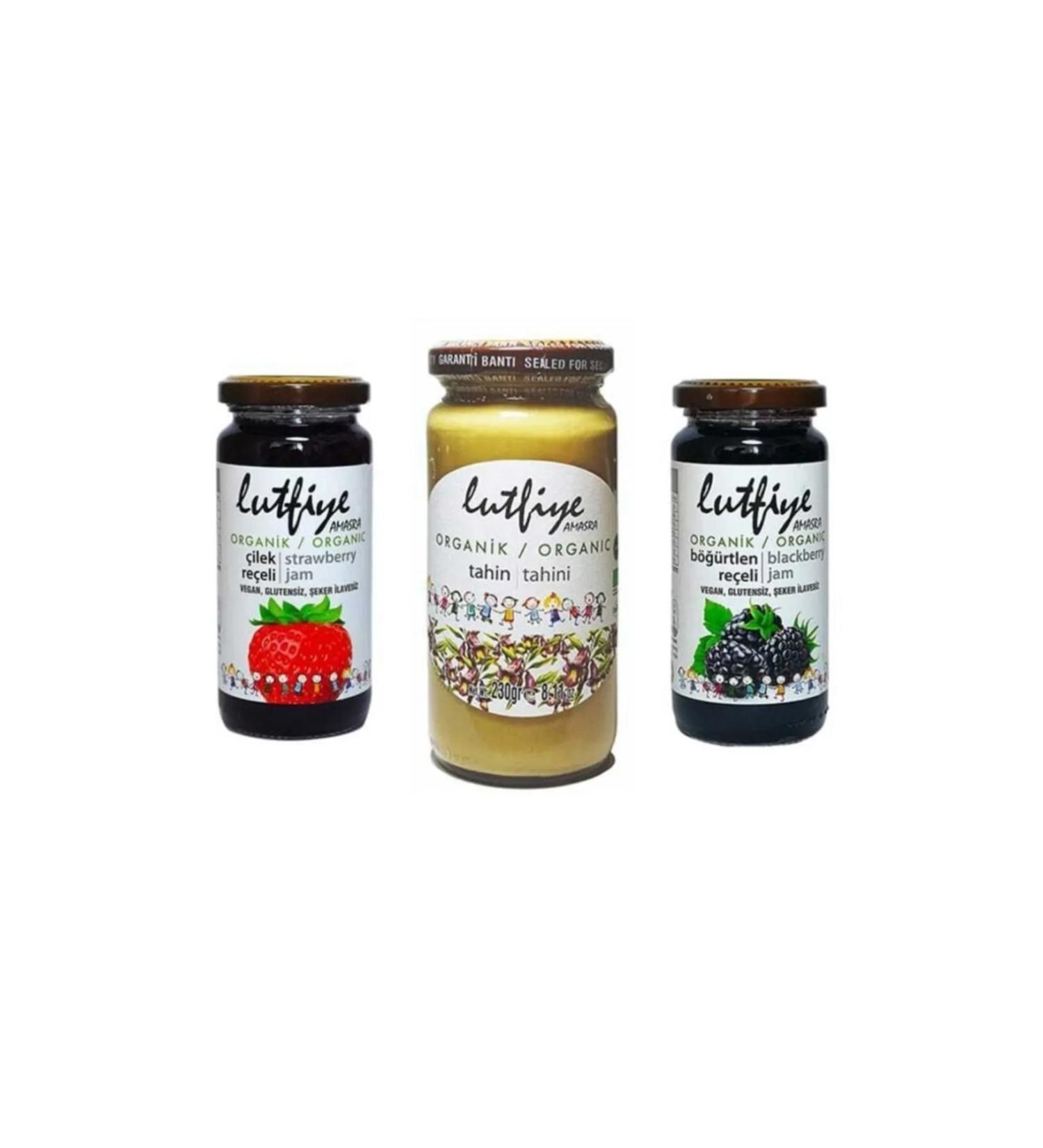 LUTFIYE Organic Tahini-strawberry-blackberry Jam Set of 3