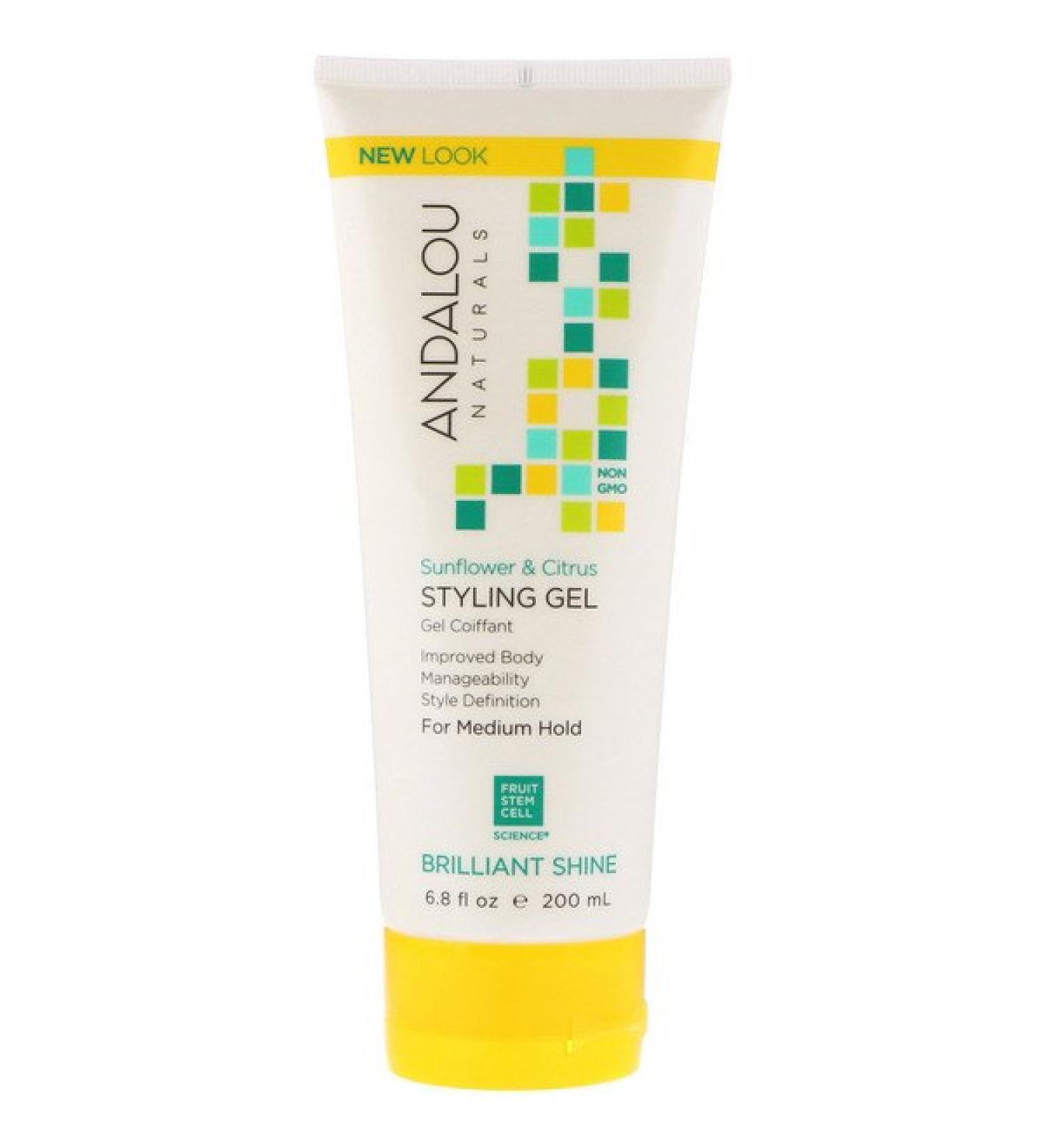 Andalou Naturals Styling Gel Brilliant Shine Medium Hold Sunflower & Citrus 6.8 fl oz (200 ml)