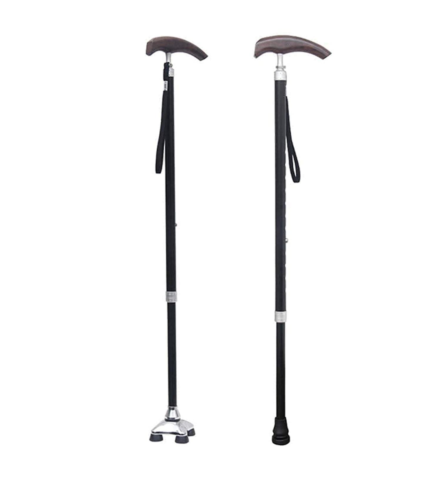 Crutches Solid Wood Handle Four-Foot Cane Stick Elderly Non-Slip Cane Abdomen Light Walking Aid Crutches Family - Buy Online on GoSupps.com