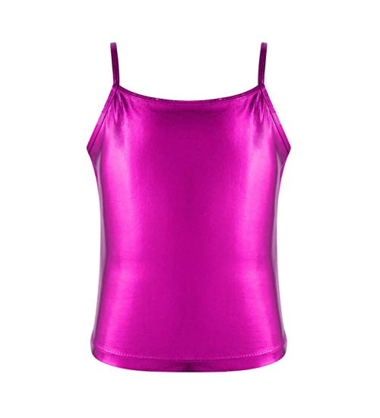 VernLan Shiny Metallic Camisole Tank Top - Hot Pink - Size 8 | Girls Dancewear for Party Jazz Modern Dance Performances - Buy Online on GoSupps.com
