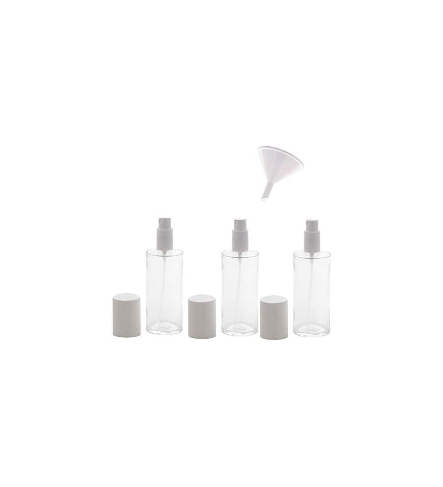 Clear Glass Atomizer Bottle 100ml with Cap & Funnel | Empty Kosmetex Bottle Set - 3 Pieces - Buy Online on GoSupps.com