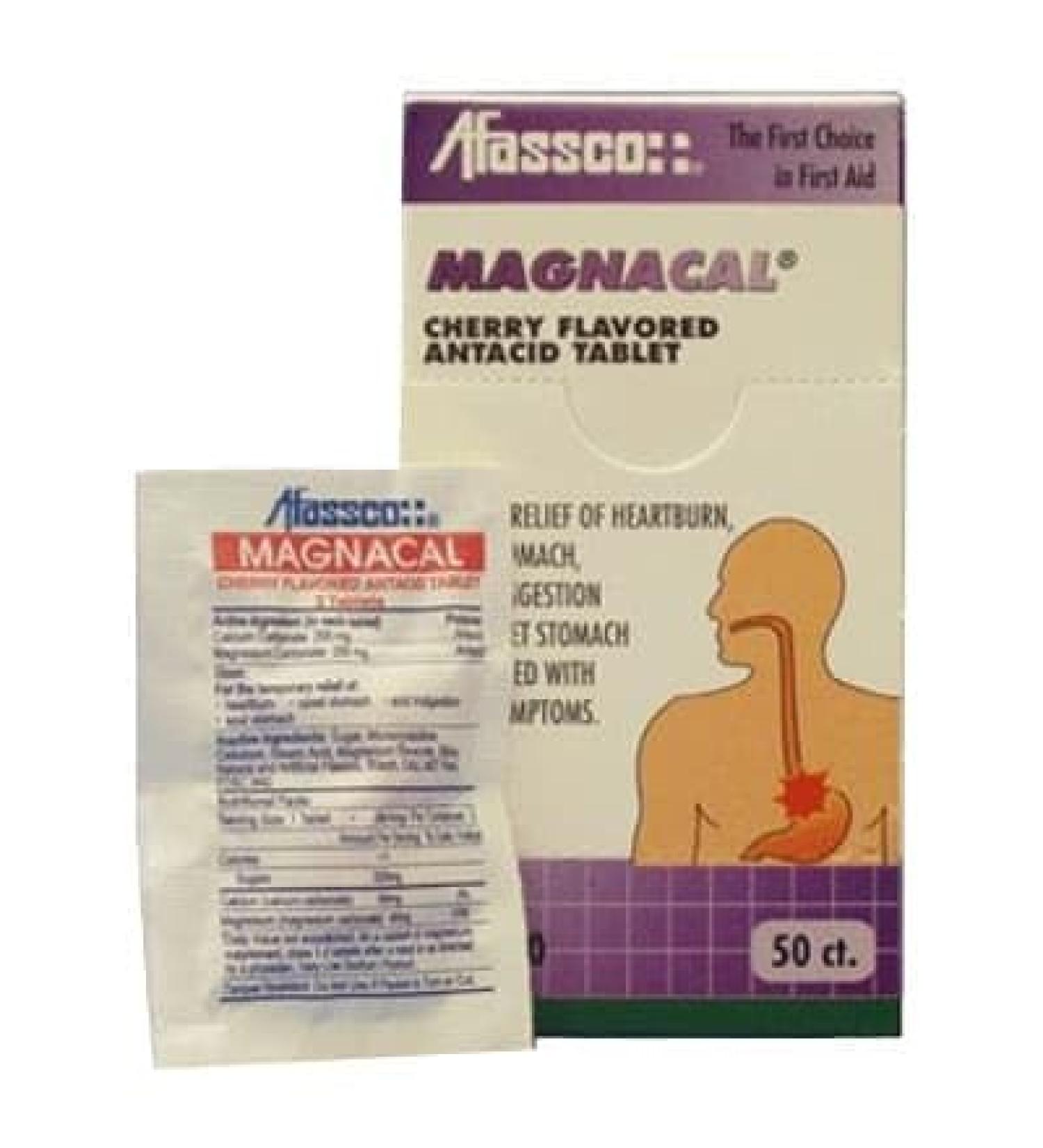 Afassco Magnacal Cherry Flavored 50 ct Antacid Tablets