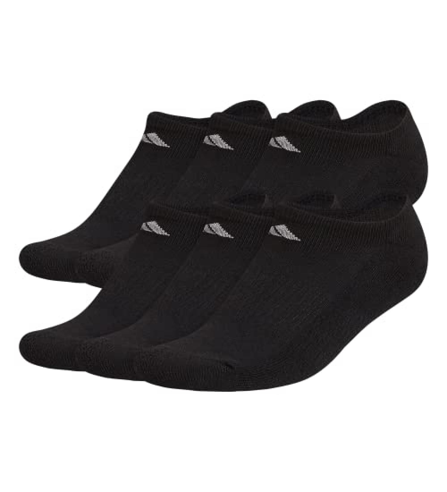 adidas Women's Athletic Cushioned No Show Socks 6-Pack - Black/Aluminum - Size Medium - Buy Online on GoSupps.com