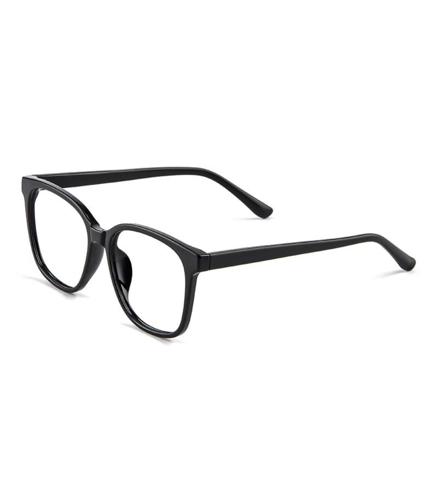 Qinzhenz Large square reading glasses anti-UV computer reader anti-blue light flat lighting mirror presbyopia glasses (color: black size: +350) +350 black