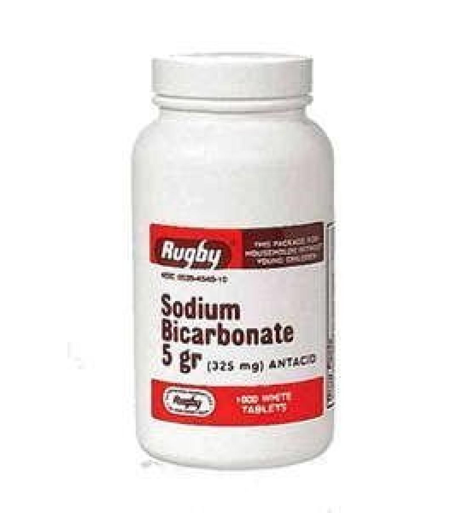 Rugby Sodium Bicarbonate 5 grains (325MG) Tablets Relieve Heartburn Antacid - 1000 ea by SODIUM BICARBONATE
