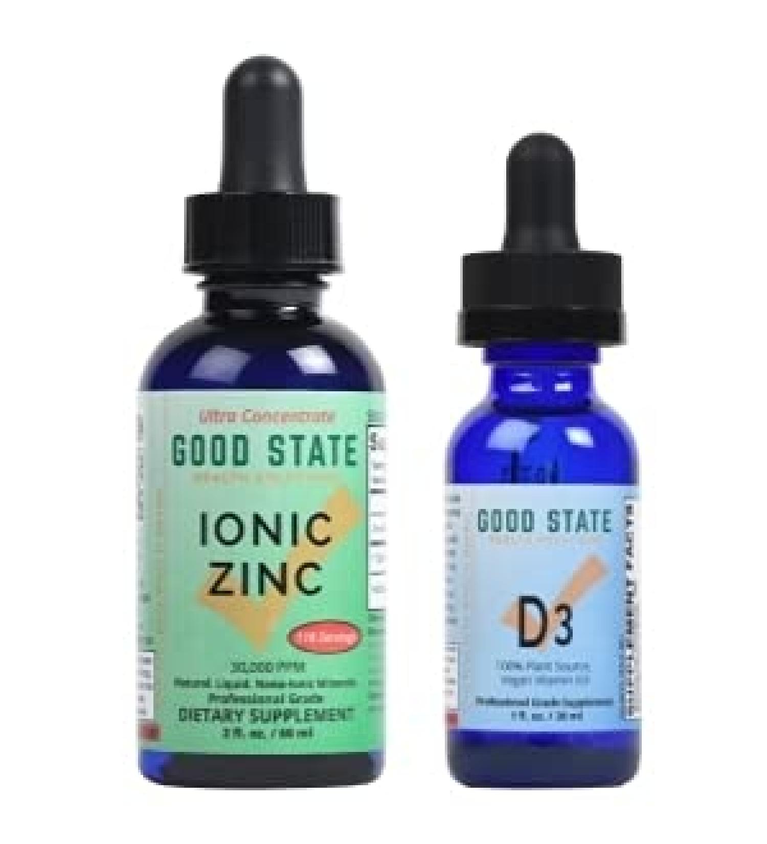 Good State Ionic Liquid Zinc Ultra Concentrate Bundle with Vegan Vitamin D3 | Immune Support Combo - Buy Online on GoSupps.com