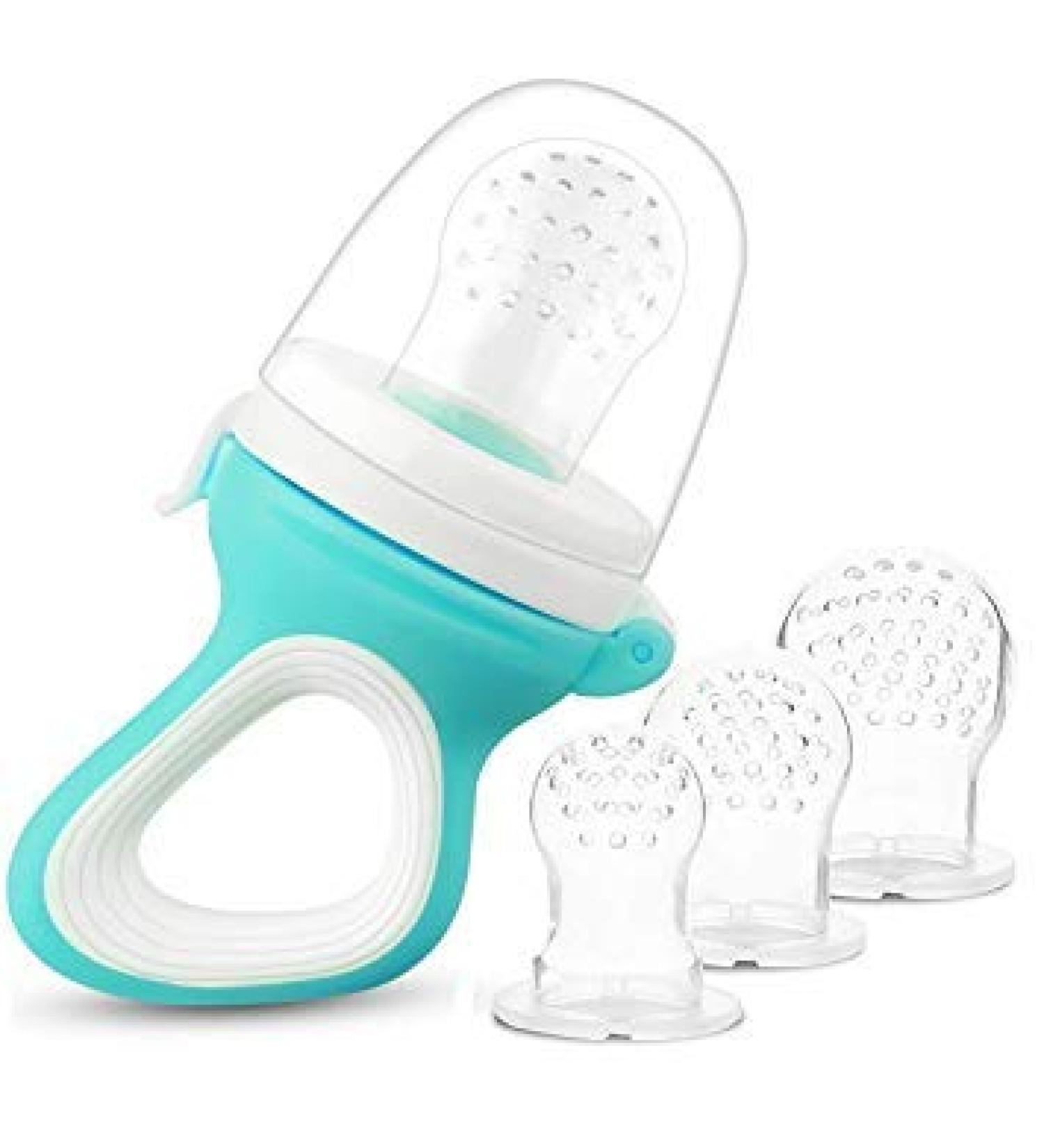 Baby Food Feeder - Fresh Fruit Pacifier & Teether with 3 Silicone Sacs - Buy Online on GoSupps.com