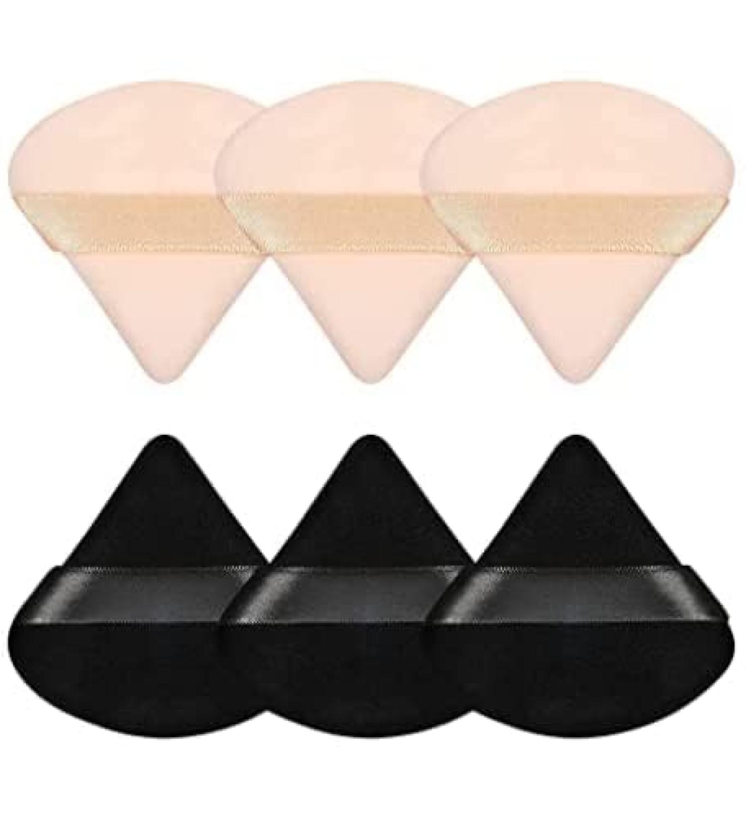 6 pieces of velvet triangle powder puff soft makeup powder puff used to mix and apply loose or compact powder makeup powder puff set makeup powder puff /72 (Color : Black skin) - Buy Online on GoSupps.com