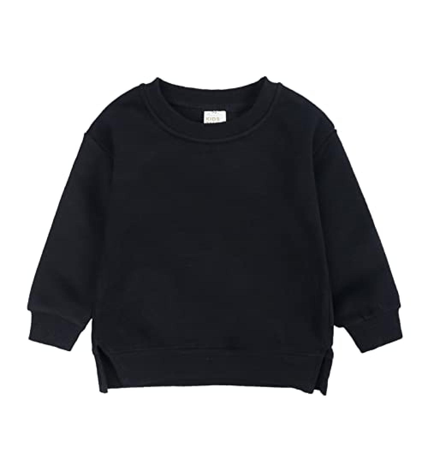 Girls' Solid Black Fleece Pullover Sweatshirt for Ages 2-3 | Top Babies Children's Cozy Coat - Buy Online on GoSupps.com