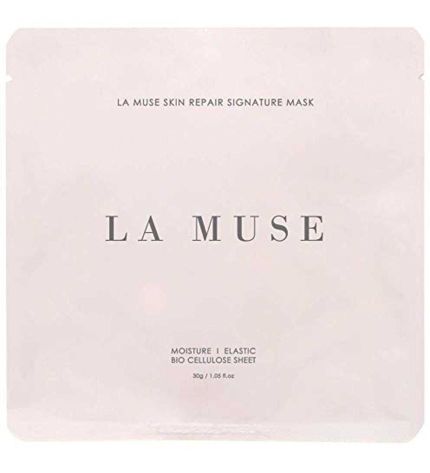 LA MUSE Skin Repair Signature Mask(1BOX / 5EA) - Premium Bio-Cellulose Sheet with Hyaluronic Acid & Peptides | Deep Hydration Elasticity and Radiance | Intensive Nourishment for Firm Glowing Skin