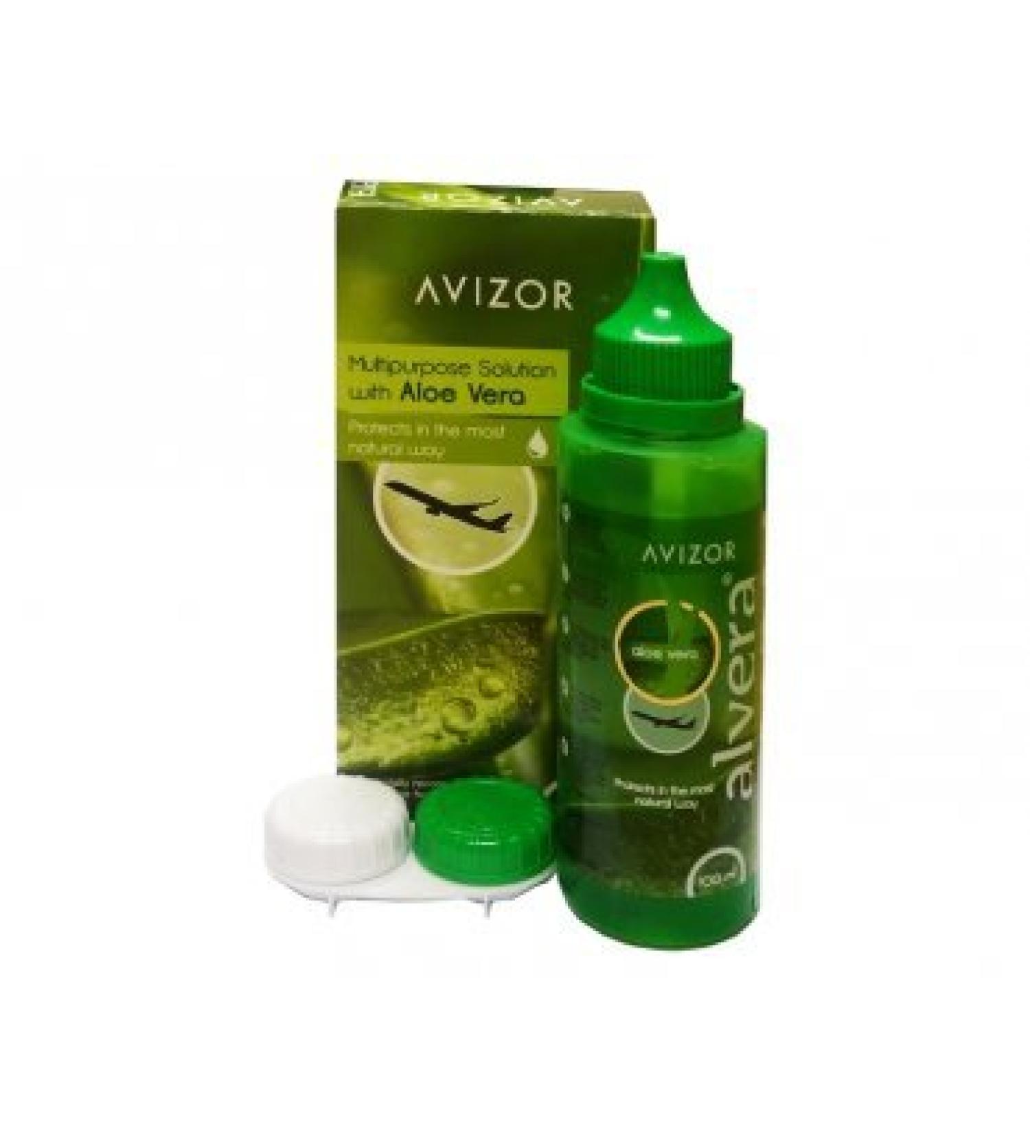 Avizor alvera contact lens fluid 1 100 ml in the case.Solution to clean and disinfect all types of soft contact lenses.Travel format.1 x 100 ml